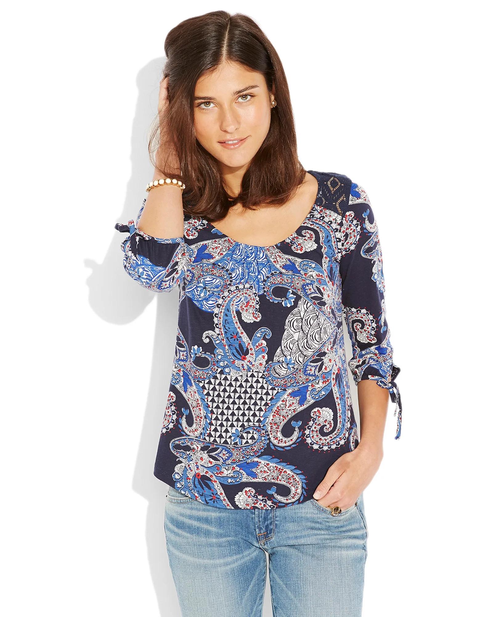 PAISLEY LACE BACK TOP, image 1