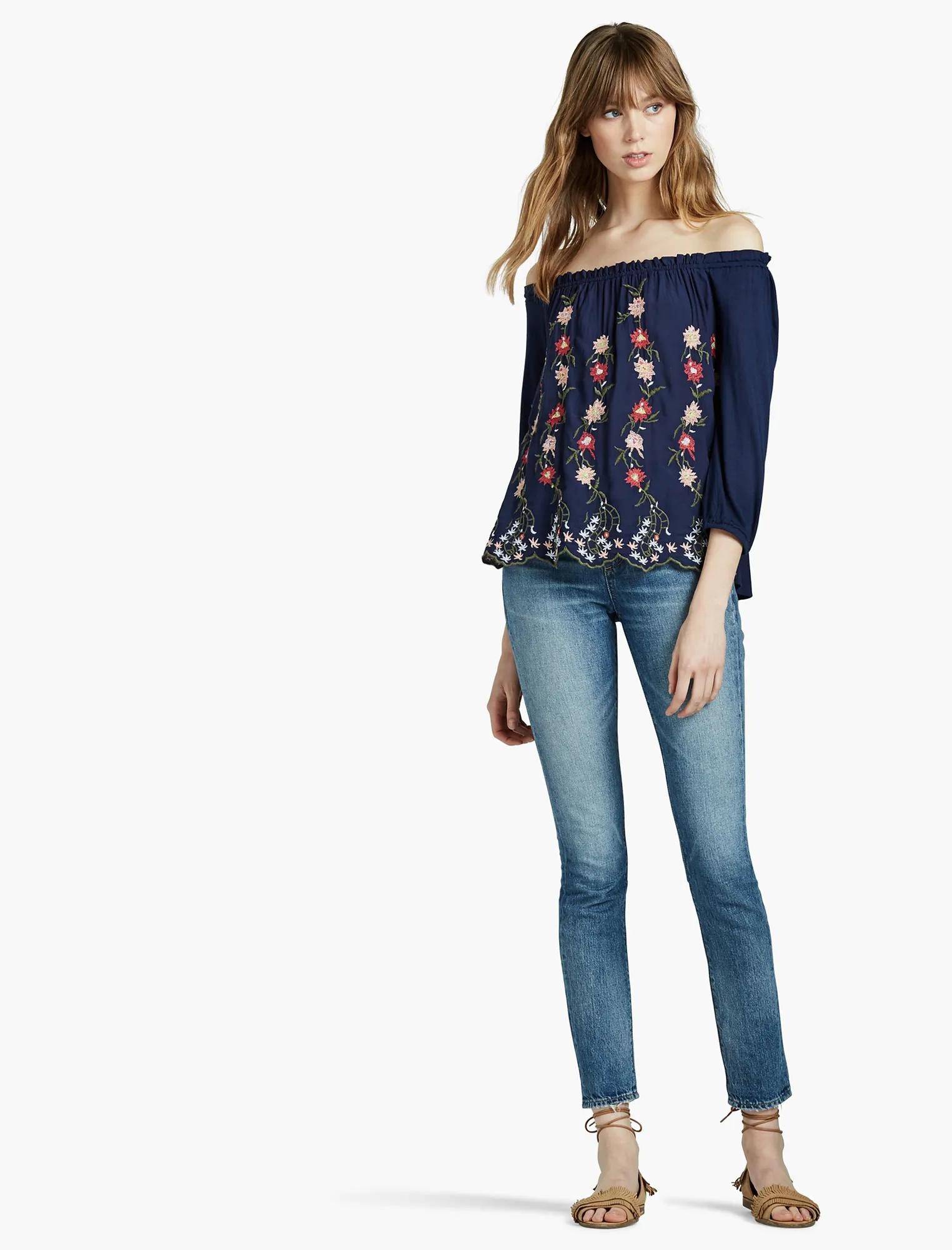 EMBROIDERED OFF THE SHOULDER TOP, image 2