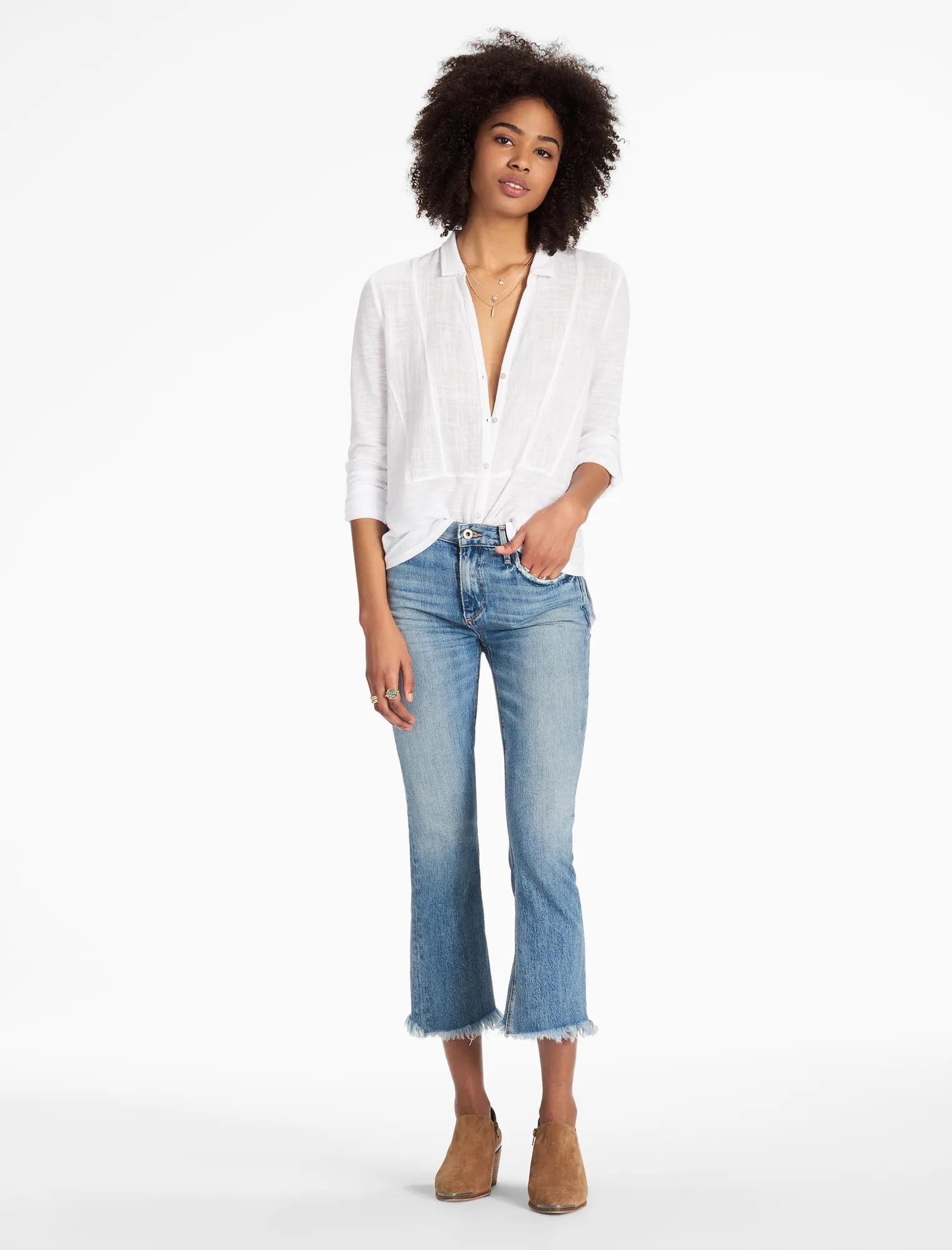WOVEN GAUZE MIXED TOP, image 2