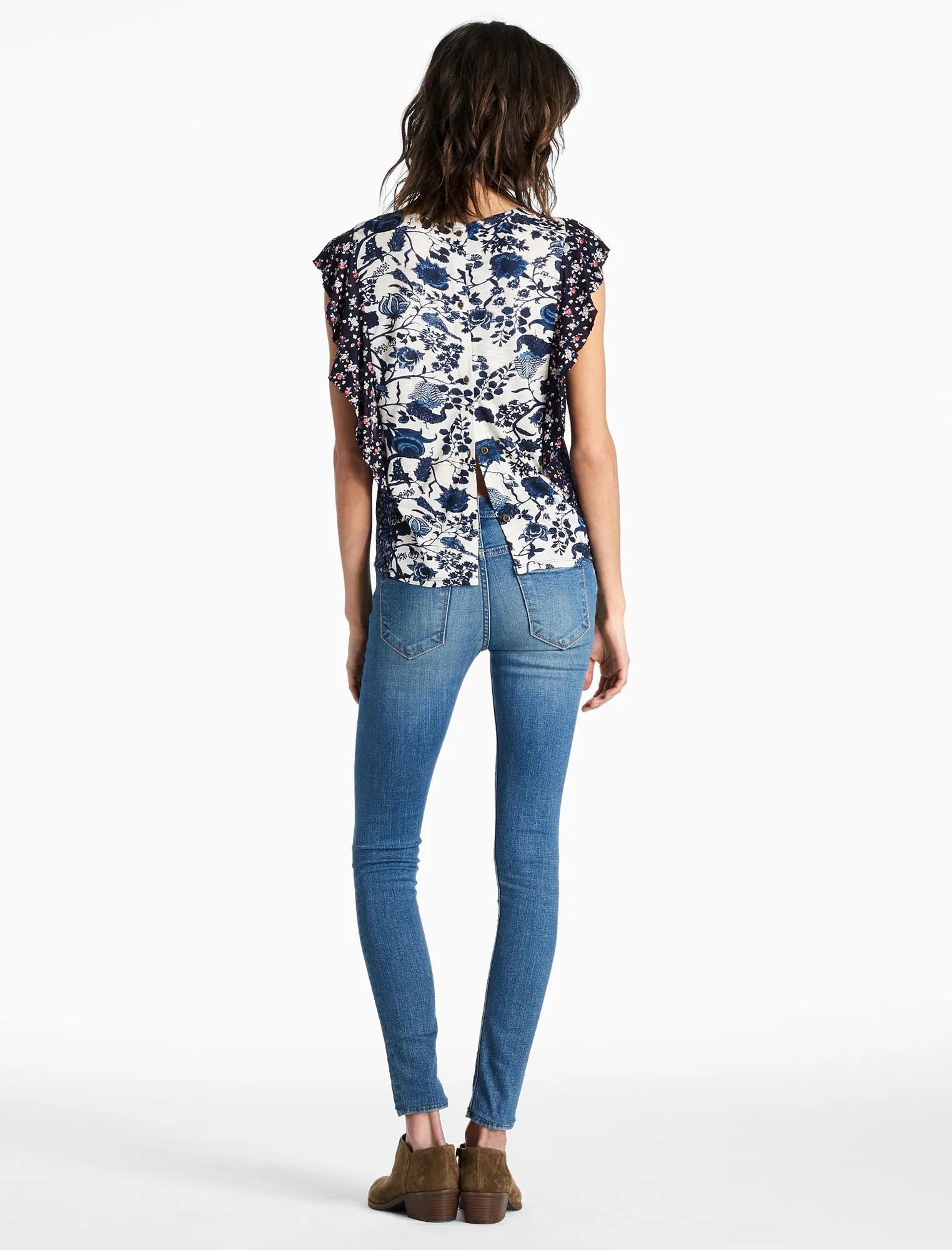 MIXED PRINT RUFFLE TOP, image 3