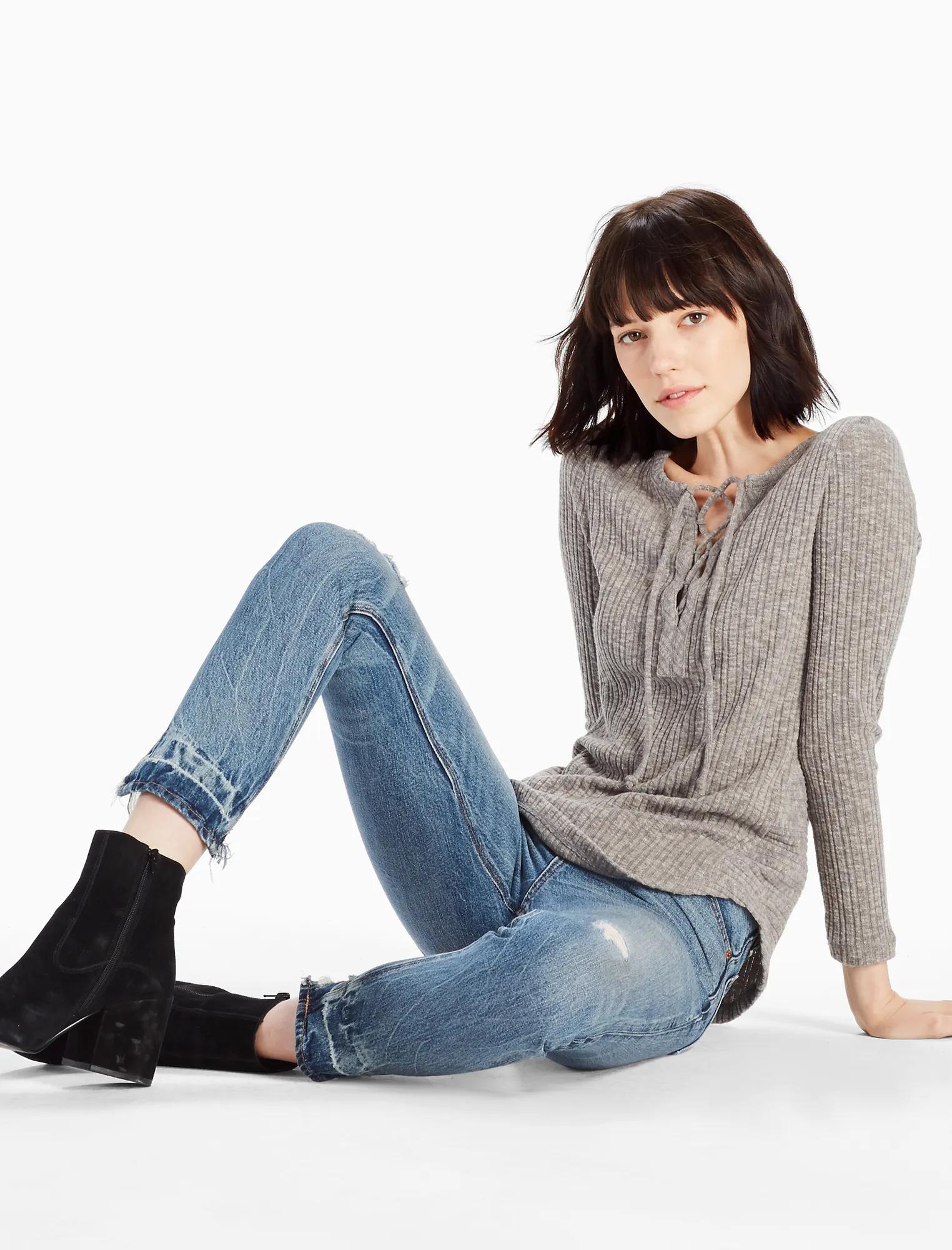 LACE-UP RIB TOP | Lucky Brand