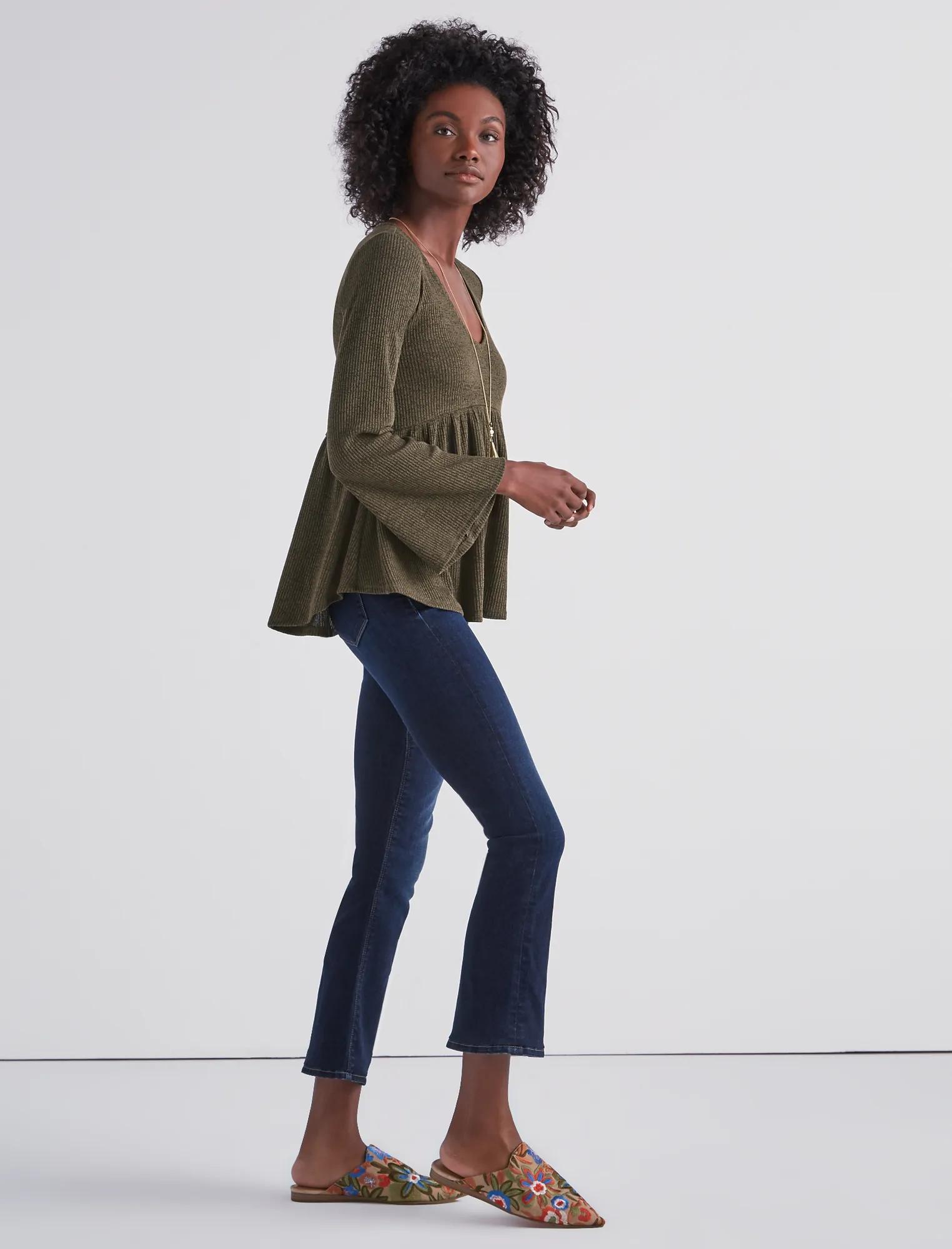 BELL SLEEVE RIBBED TOP, image 2