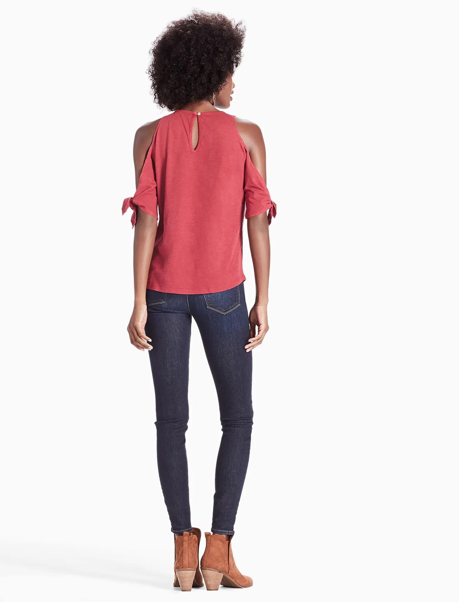 EMBROIDERED COLD SHOULDER TOP, image 3