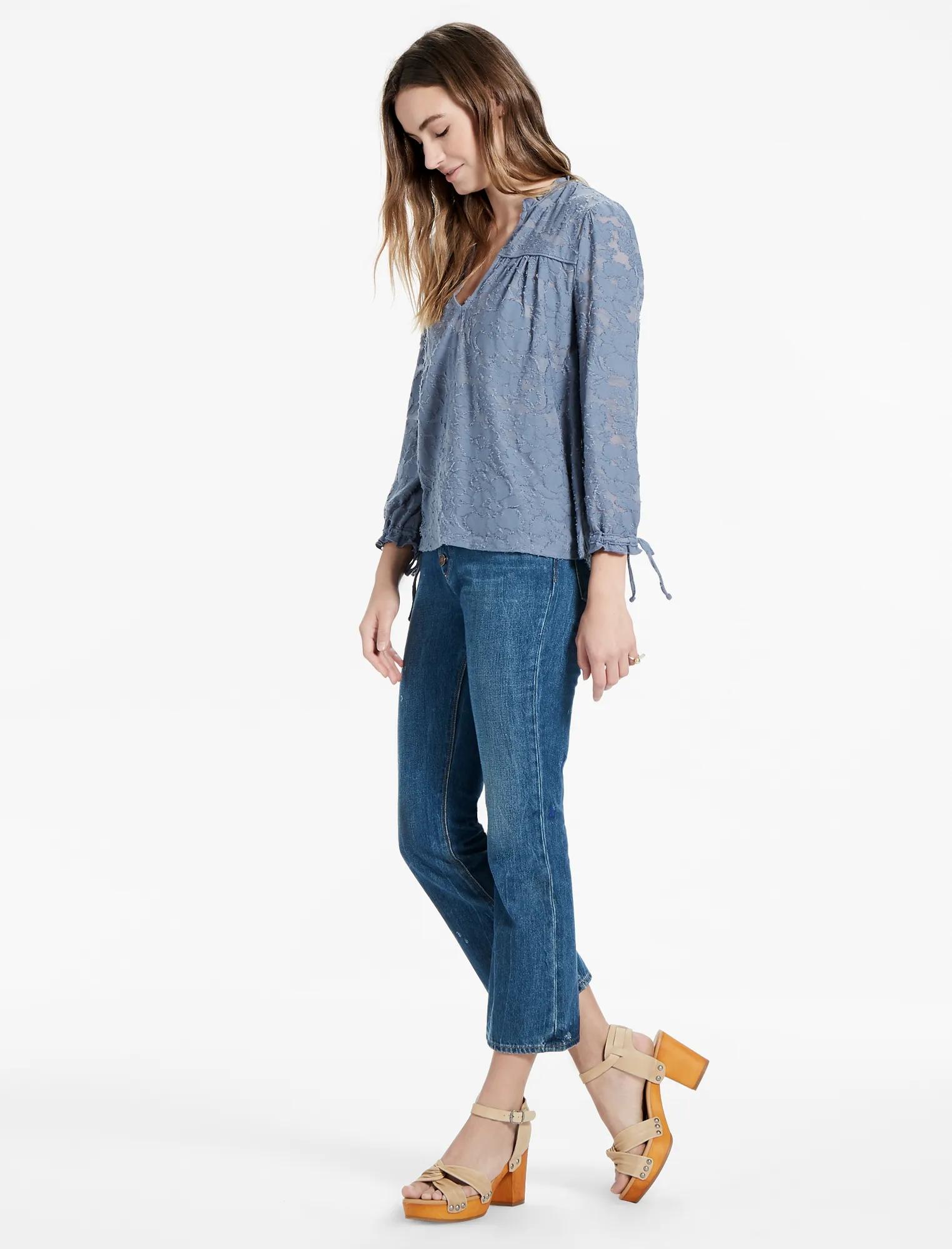 CLIP JACQUARD PEASANT TOP, image 2