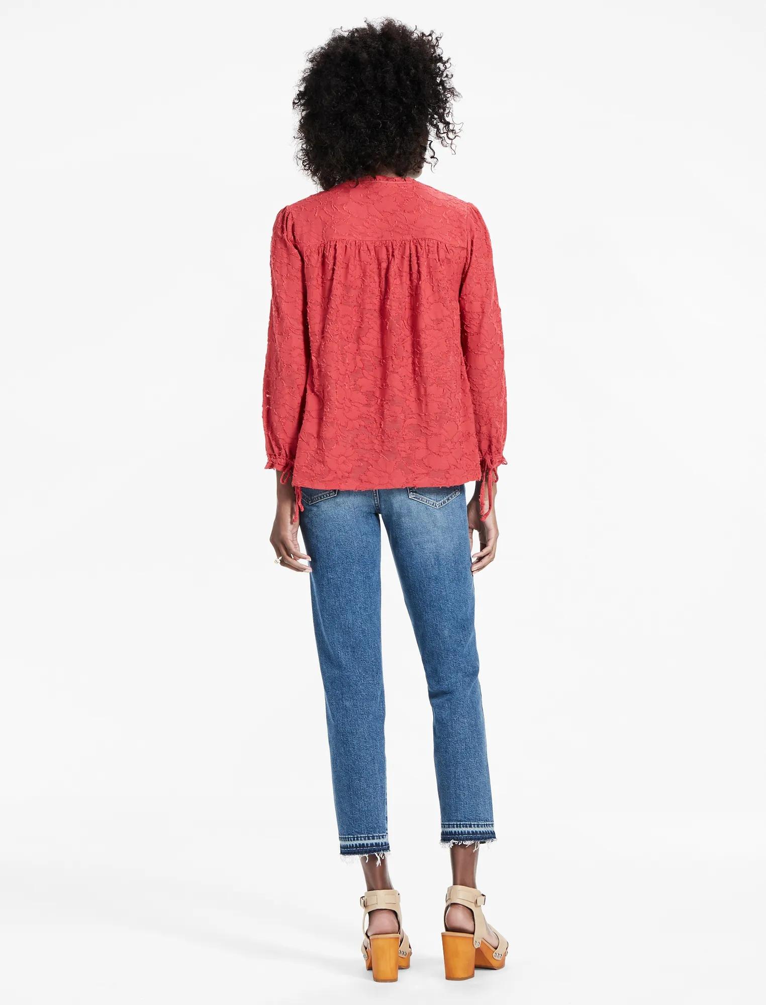 CLIP JACQUARD PEASANT TOP, image 3