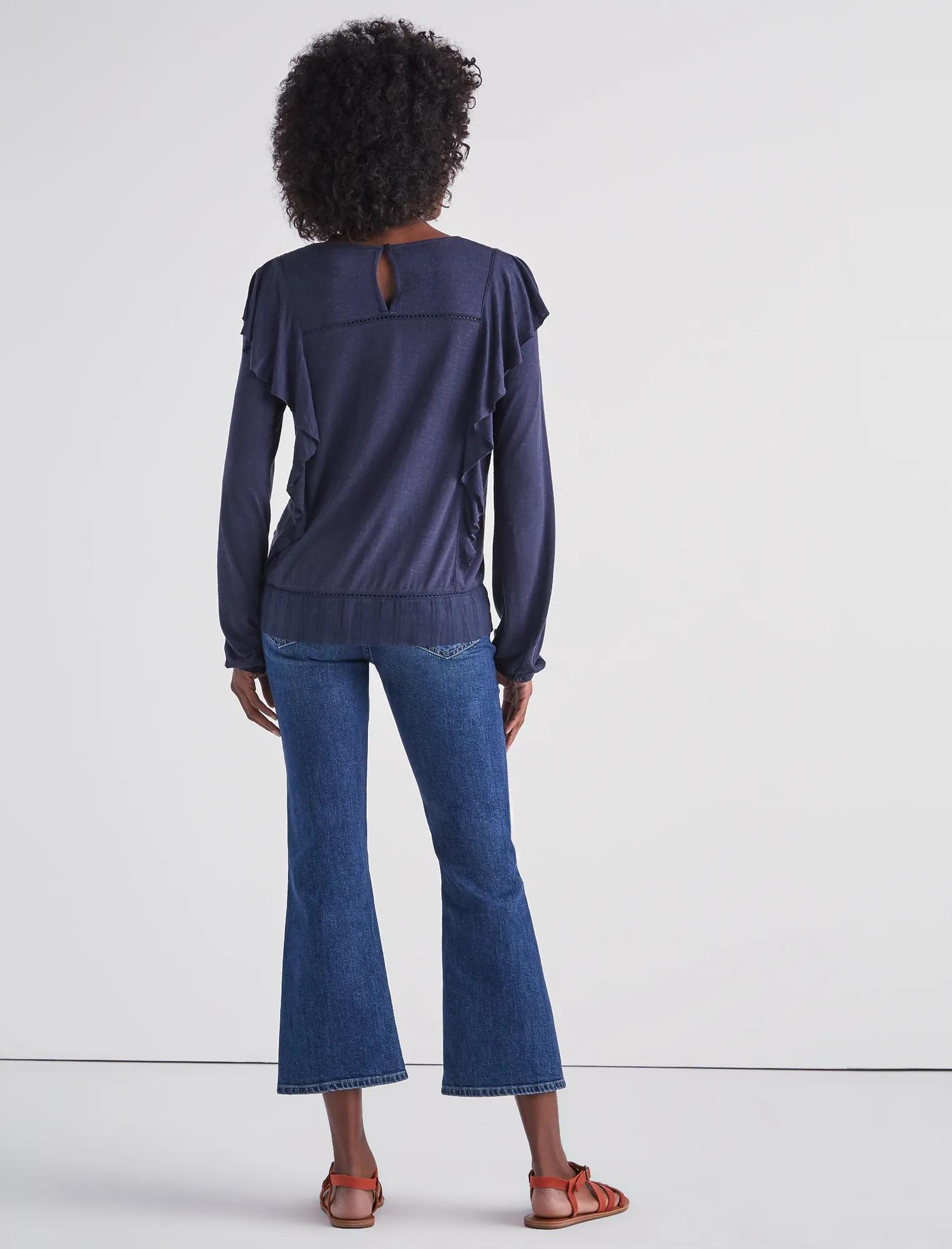 RUFFLE DETAIL LONG SLEEVE BLOUSE, image 3