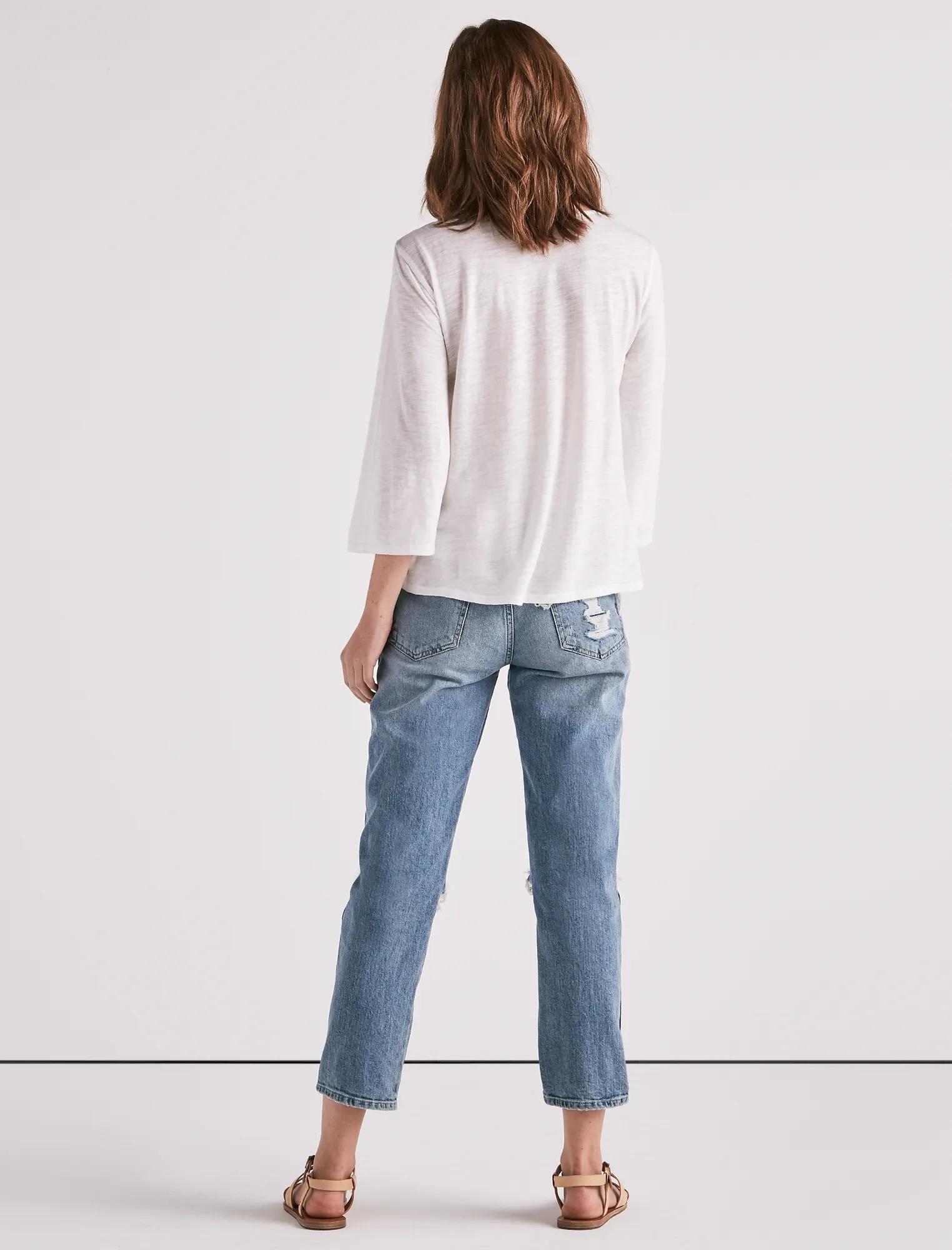 LONG SLEEVE EYELET TOP, image 3