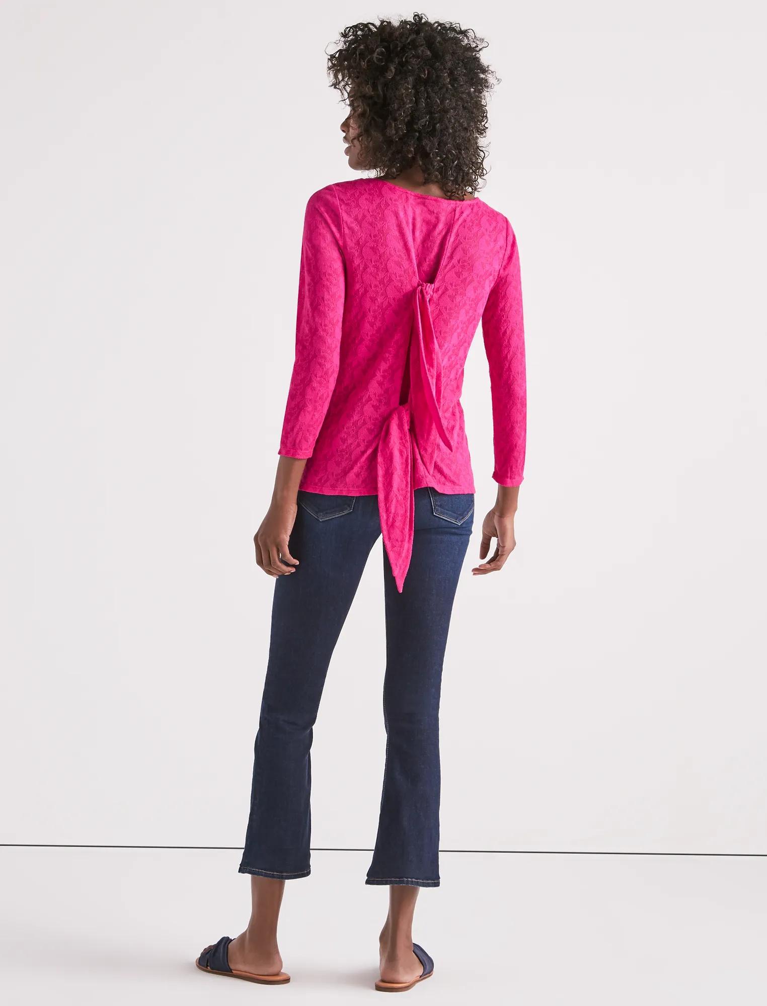 LACE UP TIE BACK 3/4 SLEEVE TOP, image 2