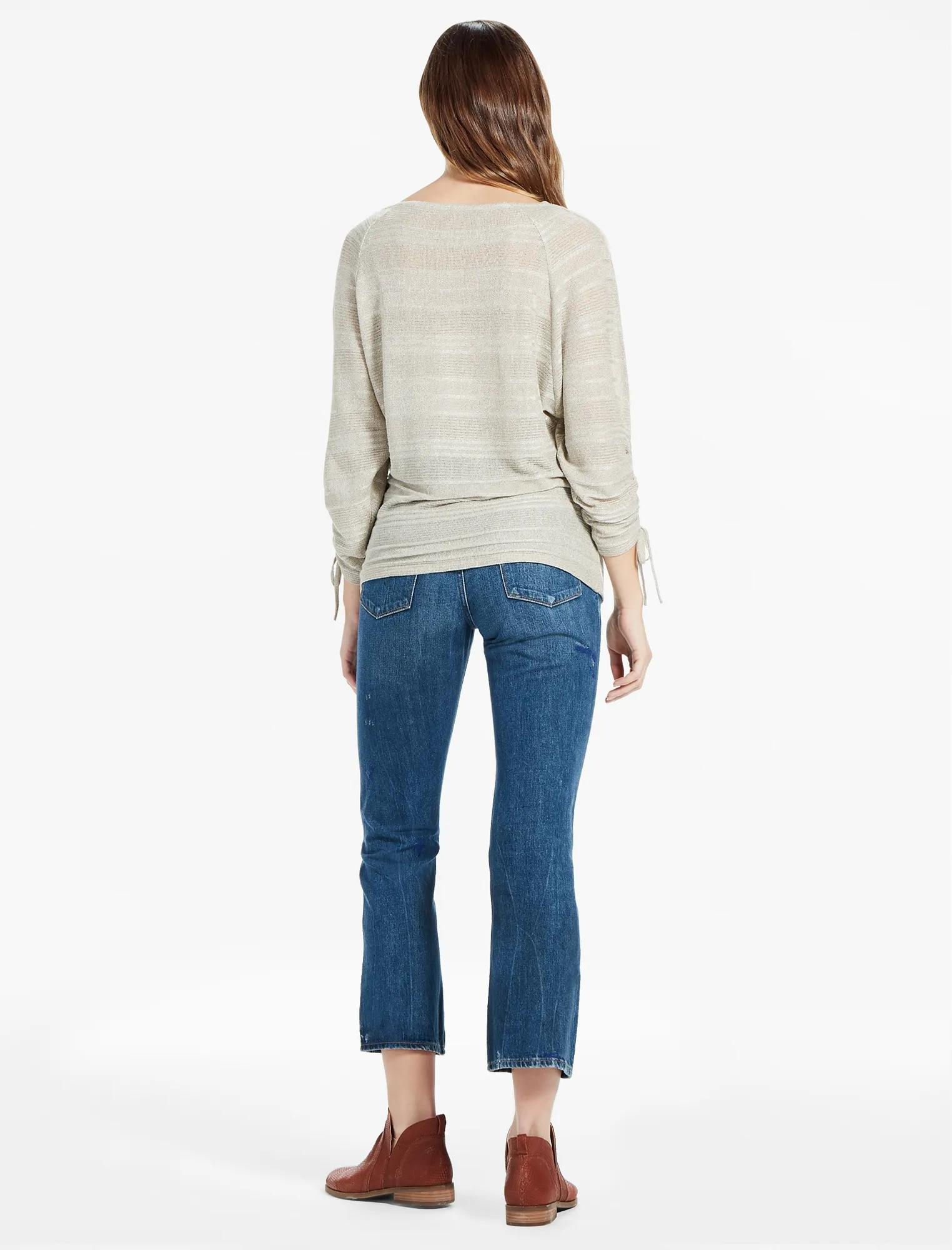 BOAT NECK RUCHED SLEEVE TOP, image 3