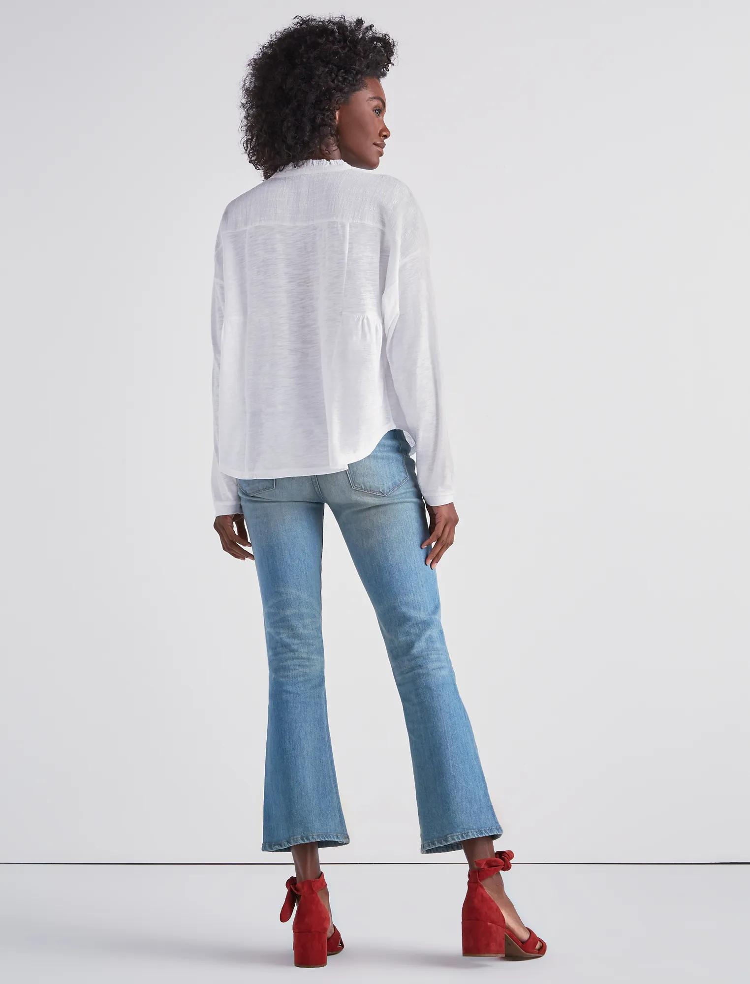 WOVEN GAUZE MIX HENLEY TOP | Lucky Brand