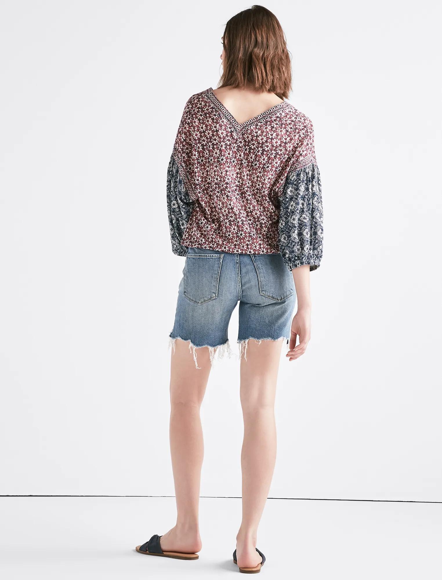 TEXTURE BANDED BOTTOM PEASANT TOP, image 3
