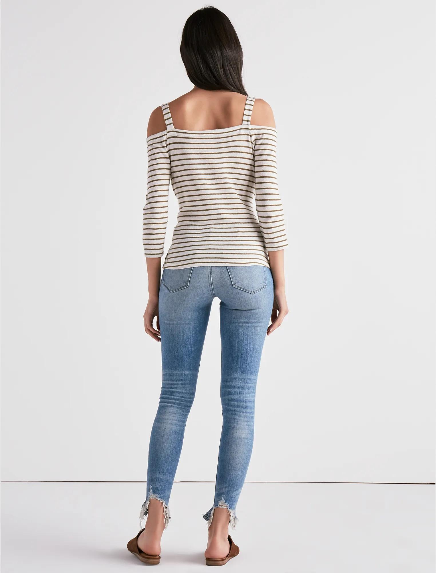 (取寄) ラッキーブランド レディース オフ-ザ-ショルダー トップ Lucky Brand women Off-the-Shoulder Top Black Stripe OFF THE SHOULDER TOP | Lucky Brand