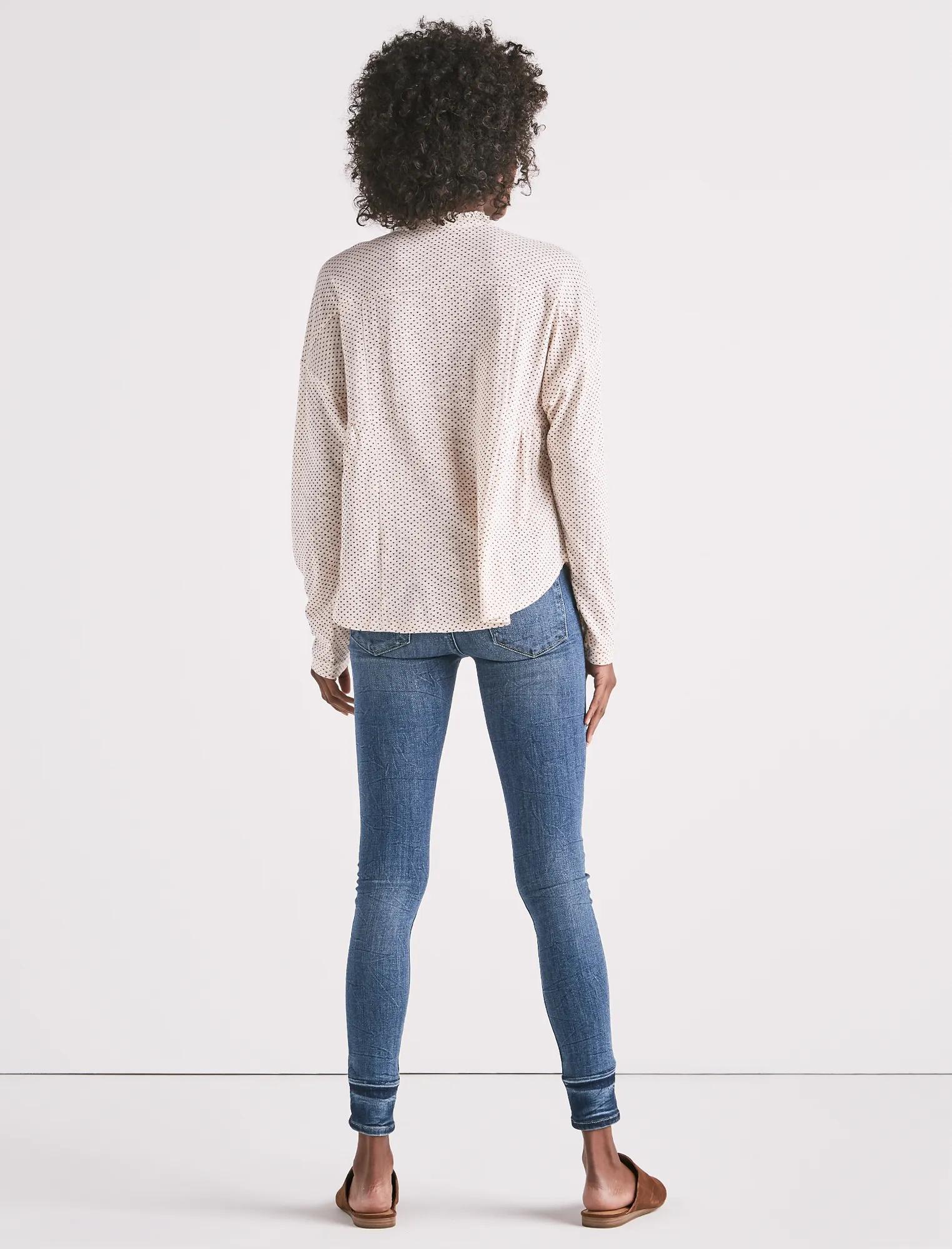 GAUZE MIX LONG SLEEVE HENLEY TOP, image 3