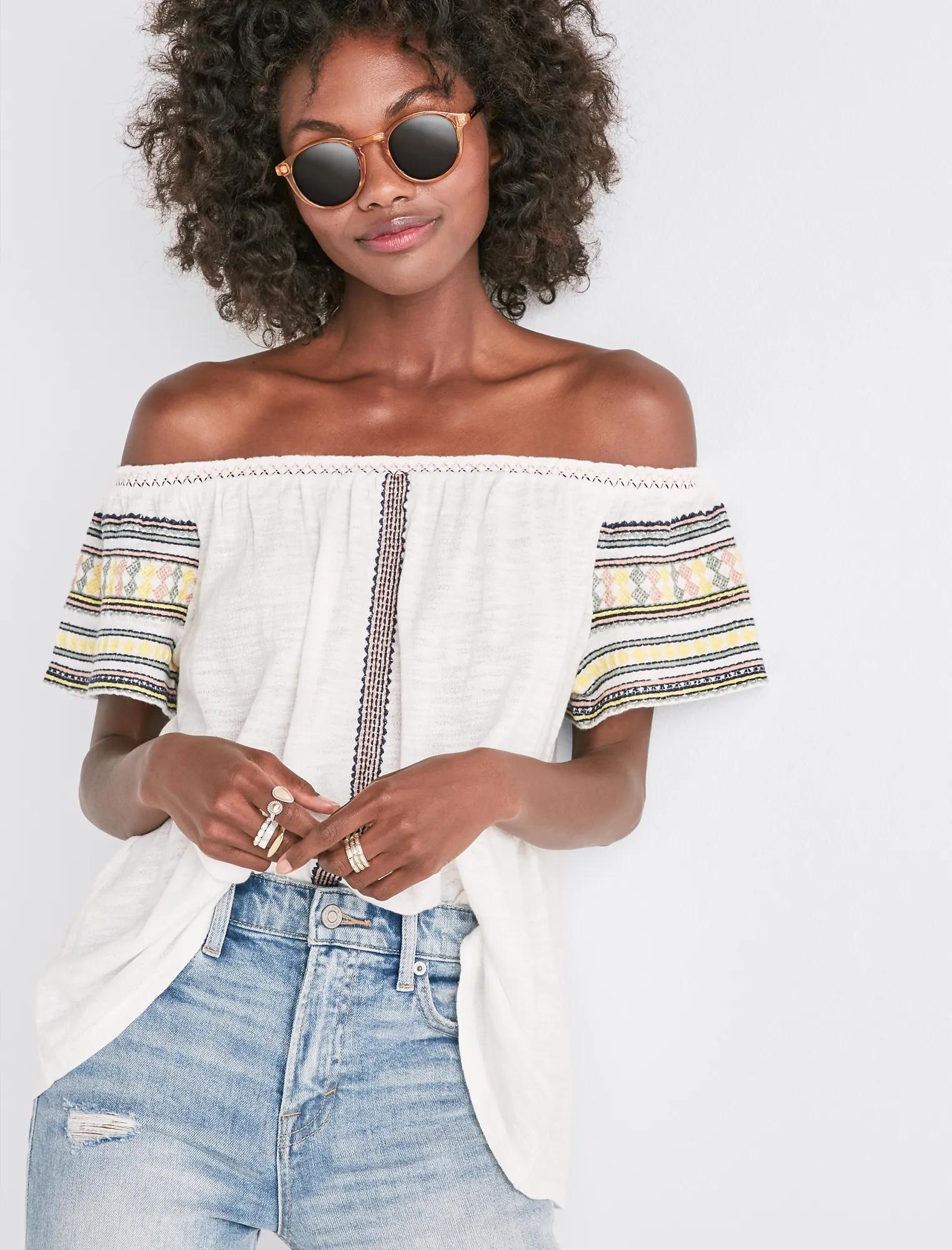 EMBROIDERED OFF THE SHOULDER TOP, image 1