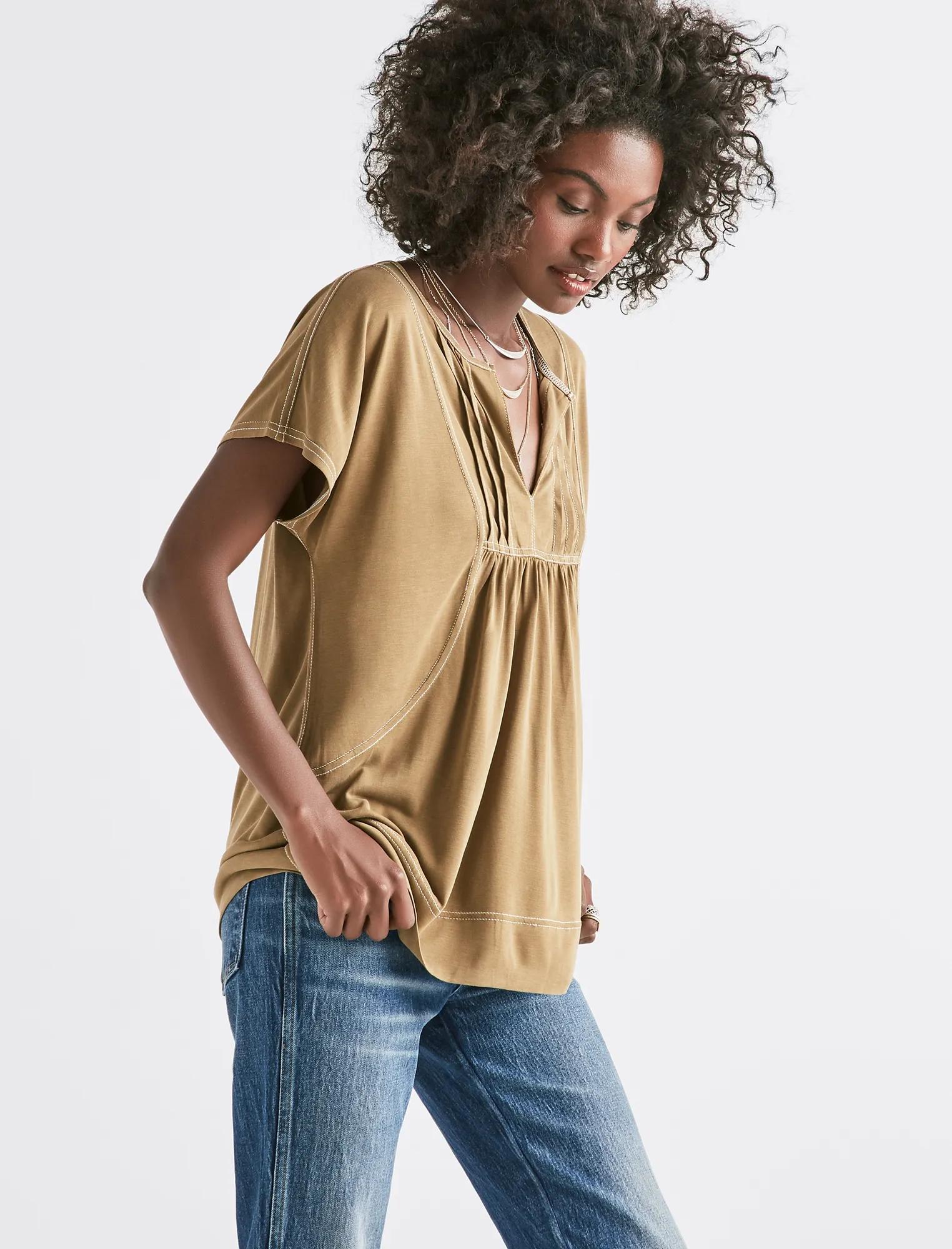 SANDWASH CONTRAST STITCH TOP, image 1