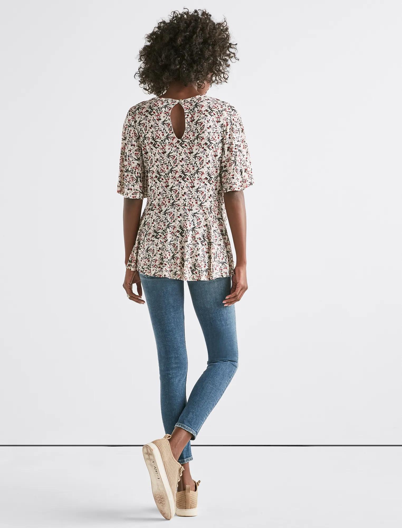 PRINTED FLUTTER SLEEVE TOP, image 3