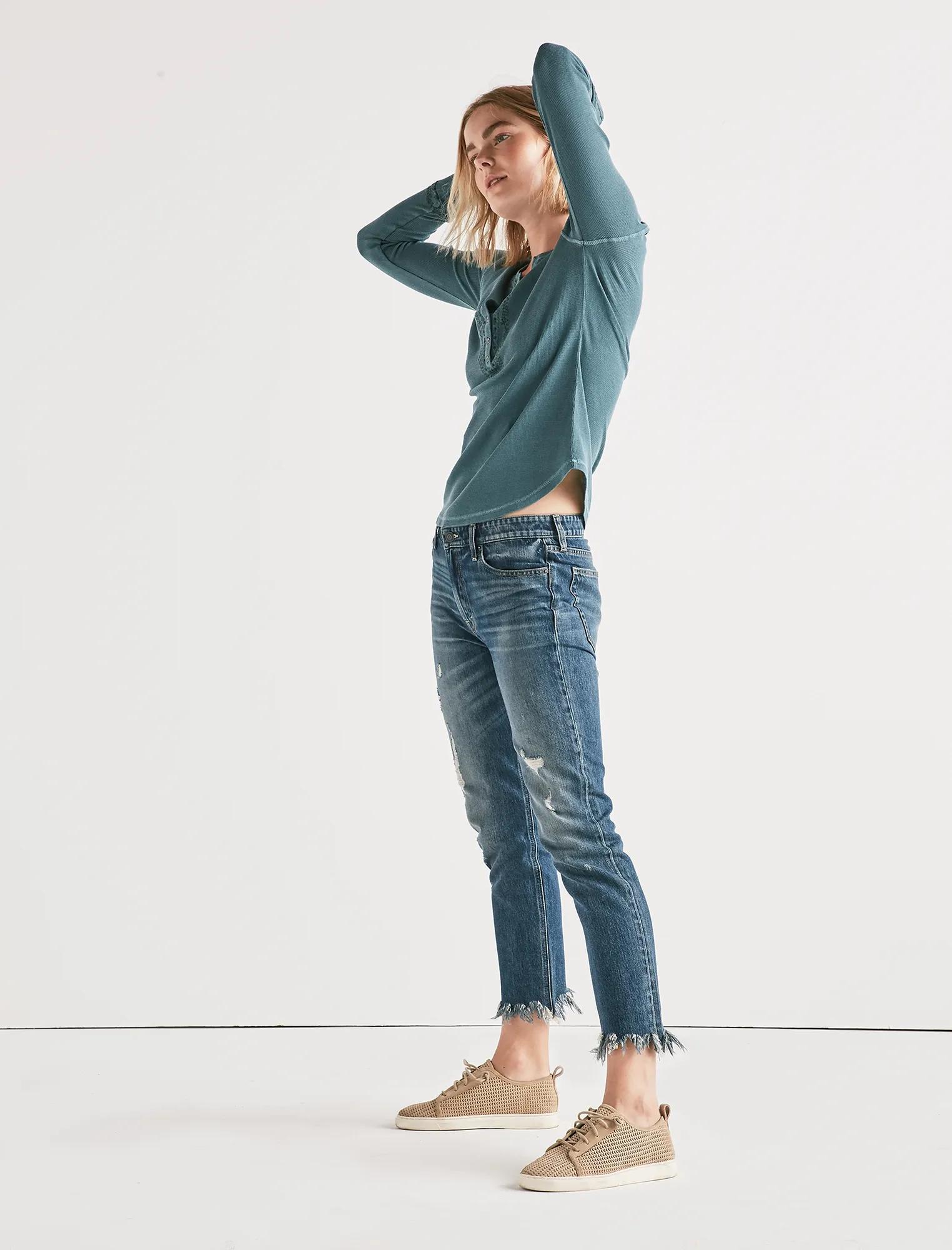 Embroidered Thermal Henley, image 2