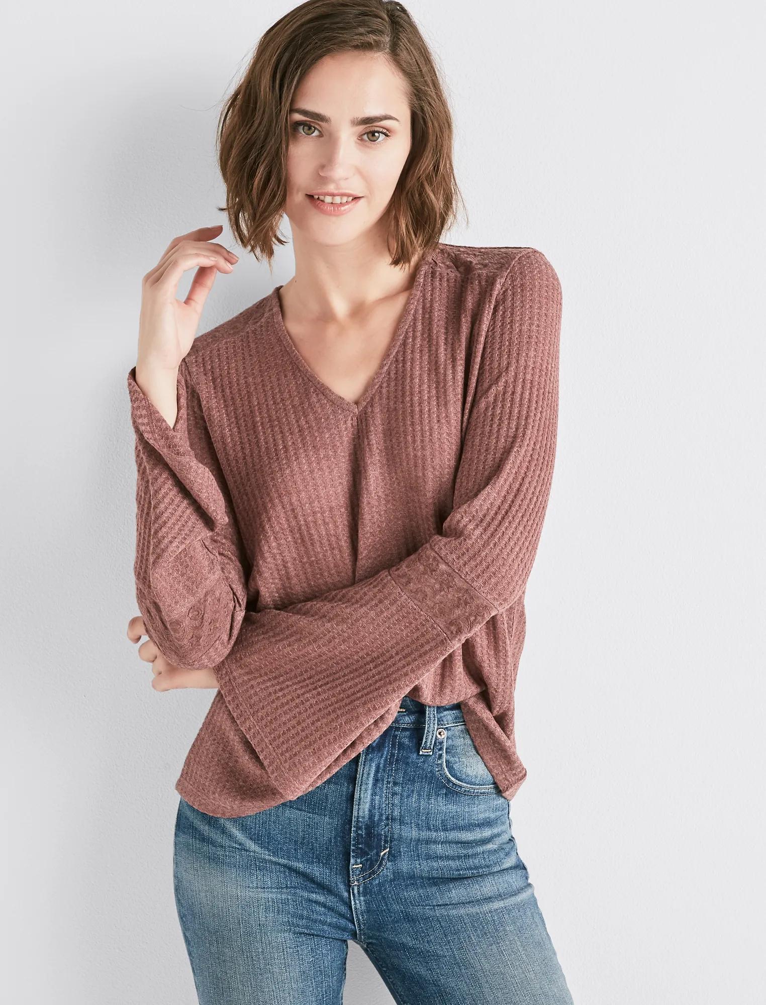 ラッキーブランド Lucky Brand  Oversized V-Neck Waffle Thermal Top レディース シャツ トップス Pi Lucky Brand Women's Oversized V-Neck Waffle Thermal Top