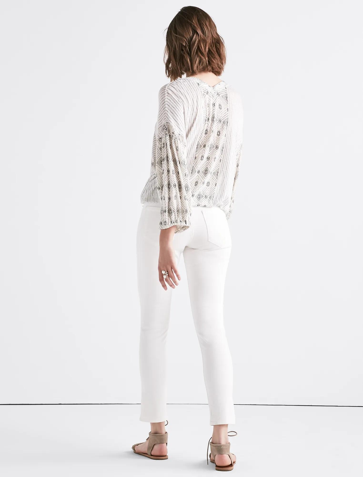TEXTURE BANDED BOTTOM PEASANT TOP, image 3
