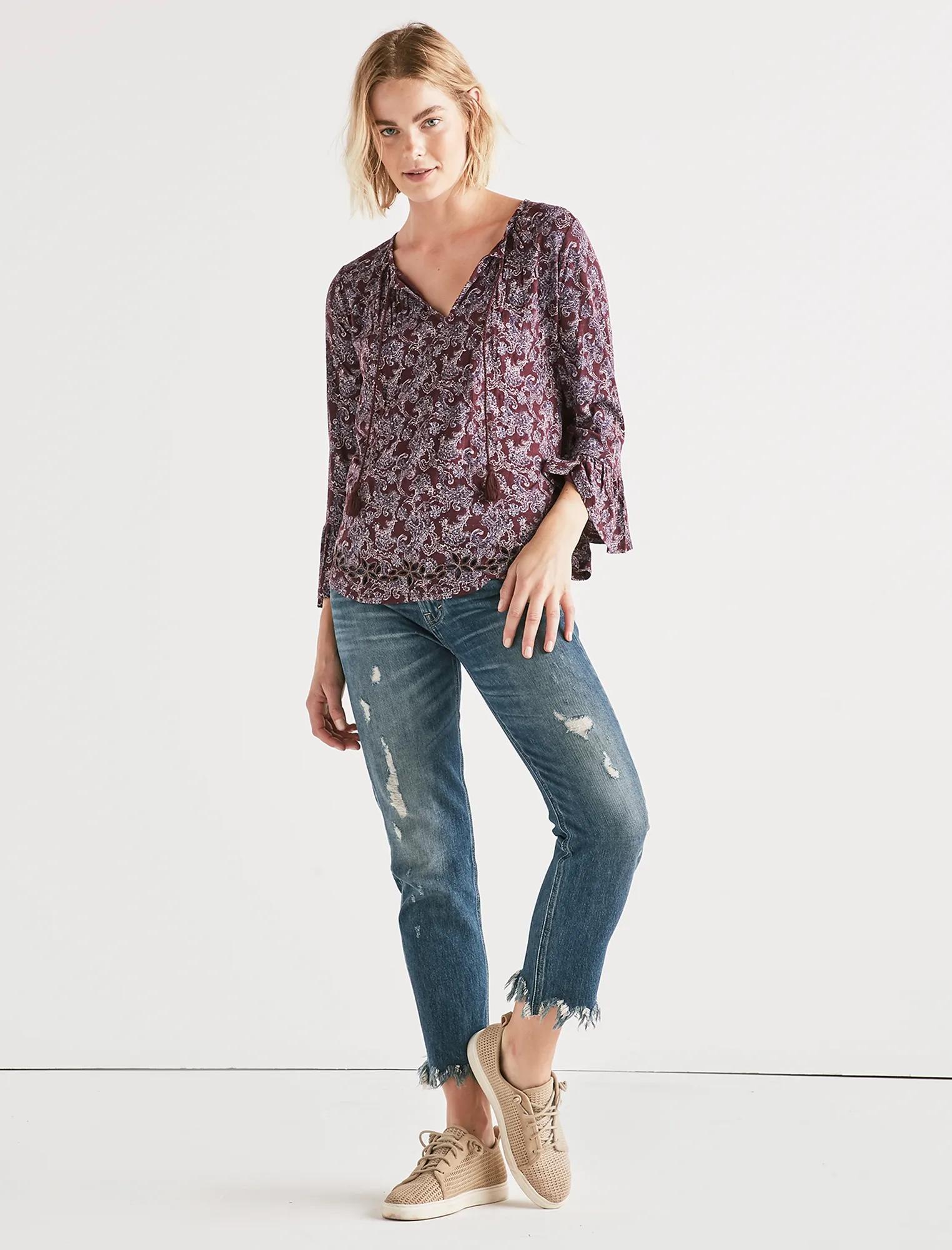 3/4 SLEEVE PRINTED TOP, image 2
