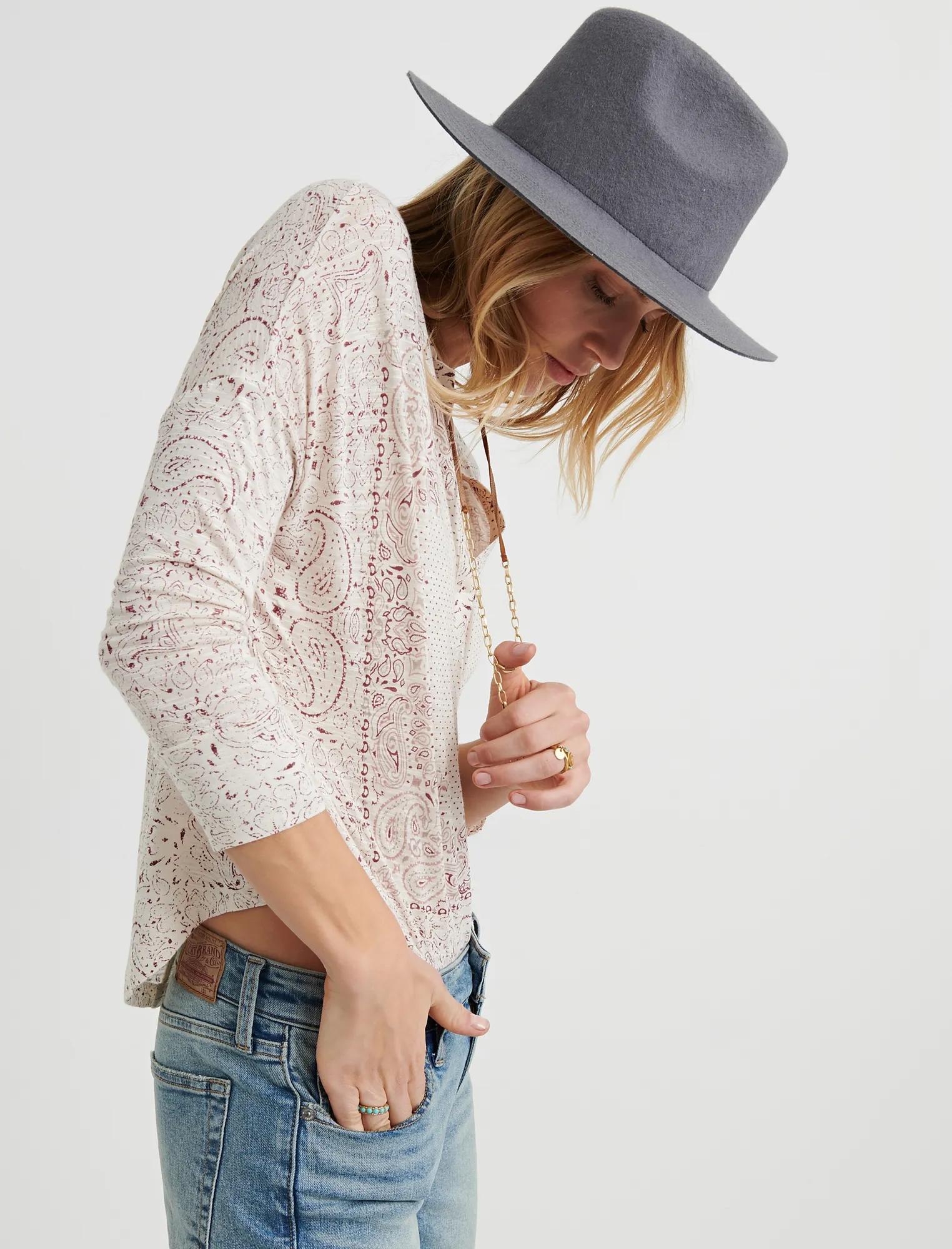 BANDANA PRINT 3/4 SLEEVE HENLEY, image 2