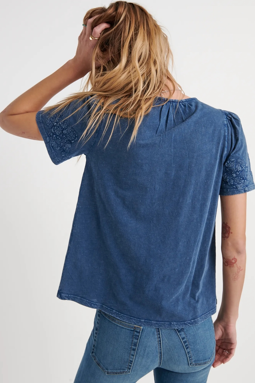 EMBROIDERED CROCHET PEASANT TOP, image 3