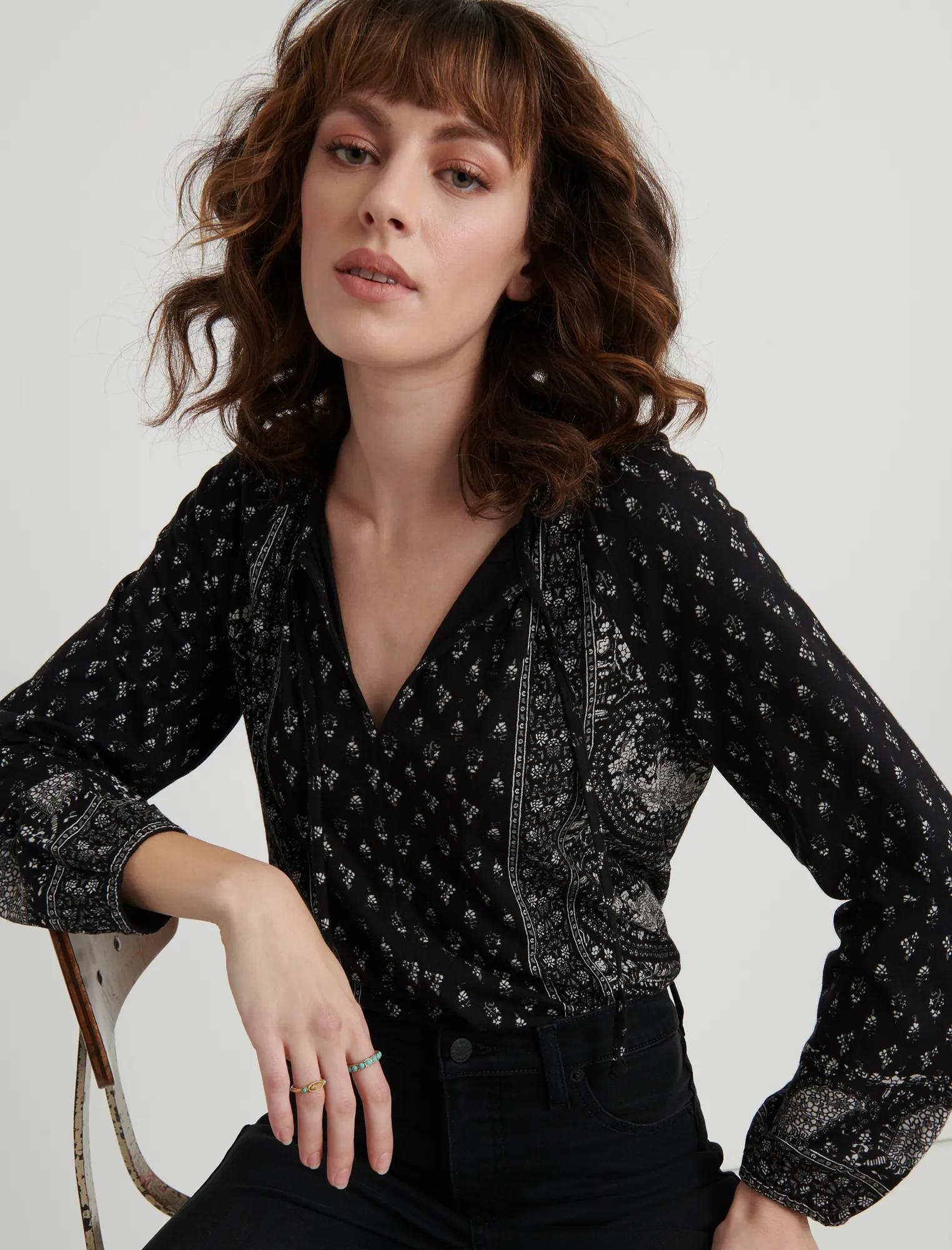 Paisley Print Peasant Top, image 1