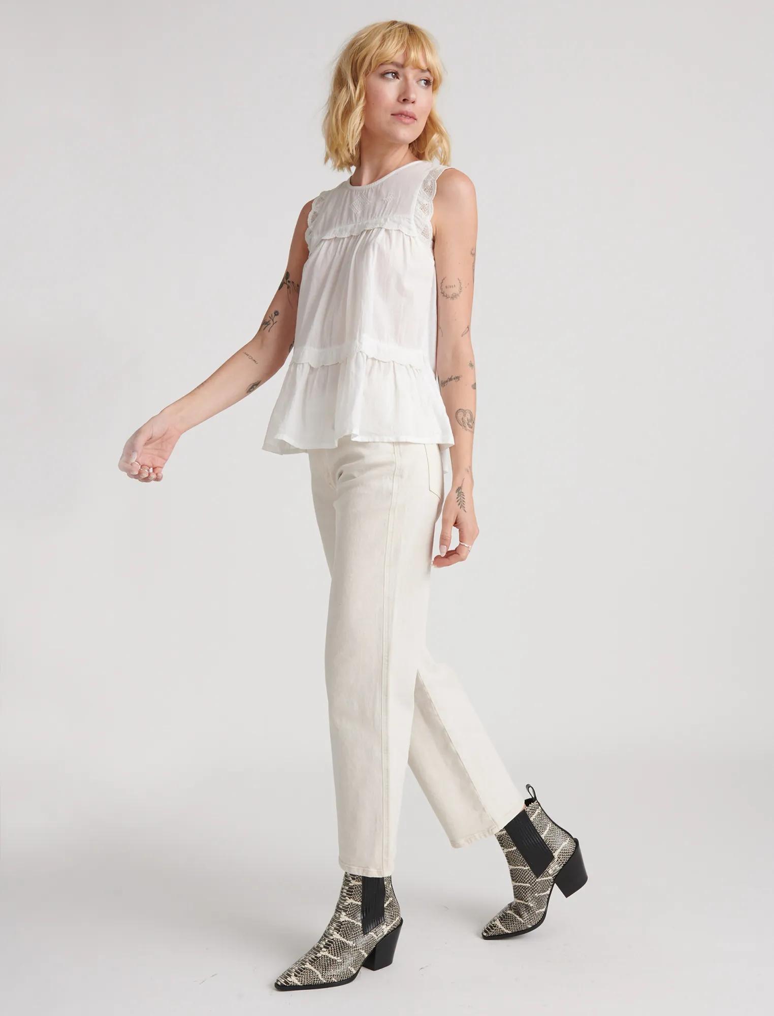 SLEEVELESS KNIT WOVEN MIX BLOUSE TOP, image 3