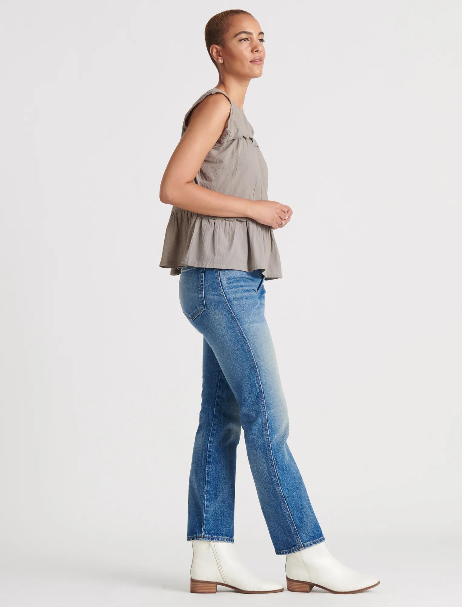 SLEEVELESS KNIT WOVEN MIX BLOUSE TOP, image 3