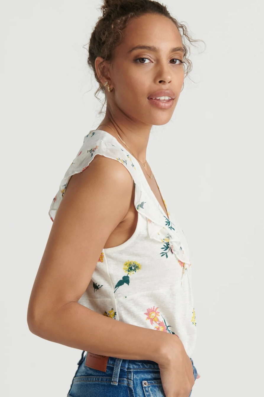 FLUTTER SLEEVE WOVEN KNIT MIX TOP, image 3
