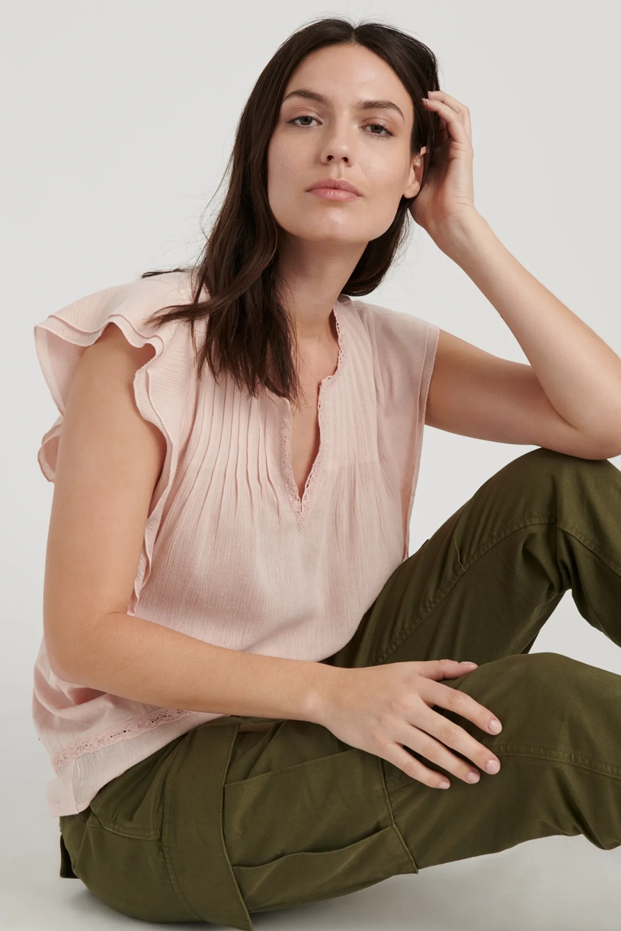 RUFFLE NOTCH NECK TOP, image 5