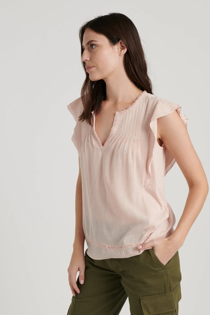RUFFLE NOTCH NECK TOP, image 6