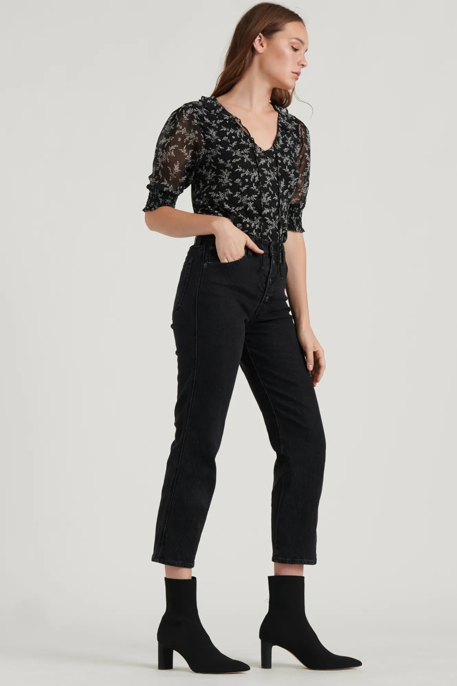 MIX MEDIA V-NECK FLUTTER TOP, image 3