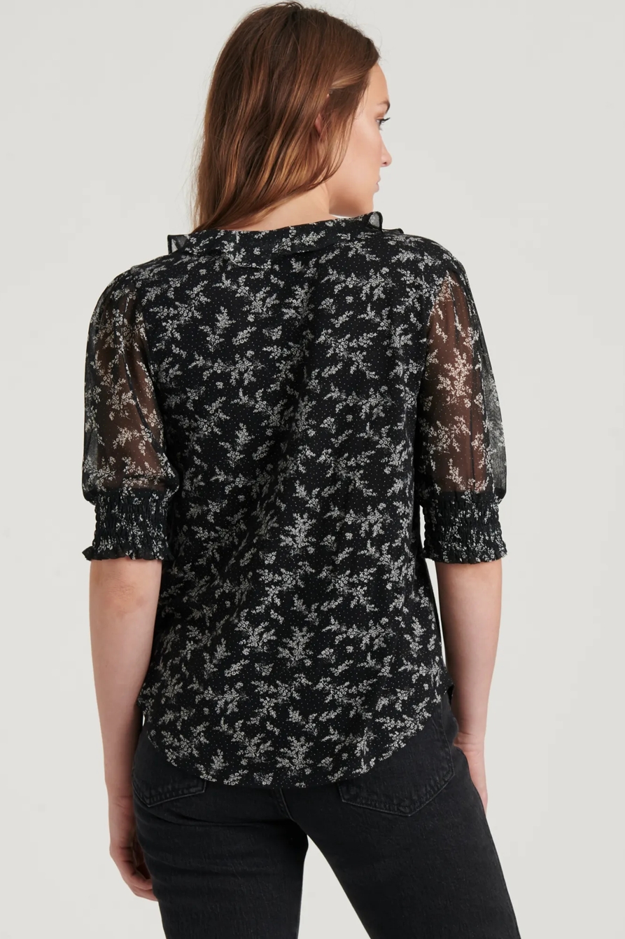 MIX MEDIA V-NECK FLUTTER TOP, image 4