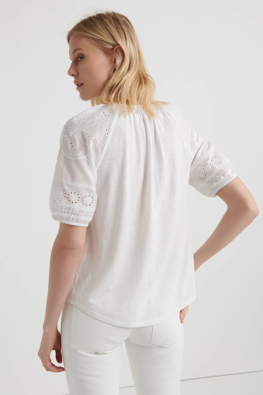 EMBROIDERED CUT OUT PEASANT TOP, image 3