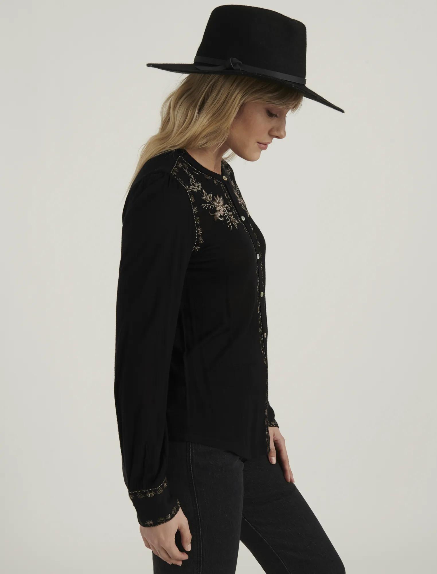EMBROIDERED BUTTON FRONT TOP, image 3
