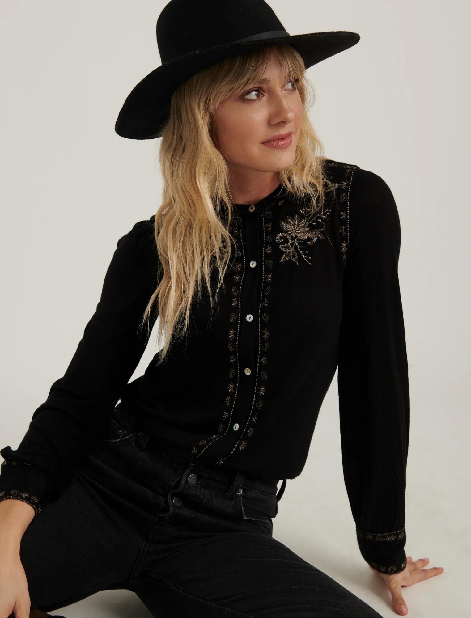EMBROIDERED BUTTON FRONT TOP, image 5