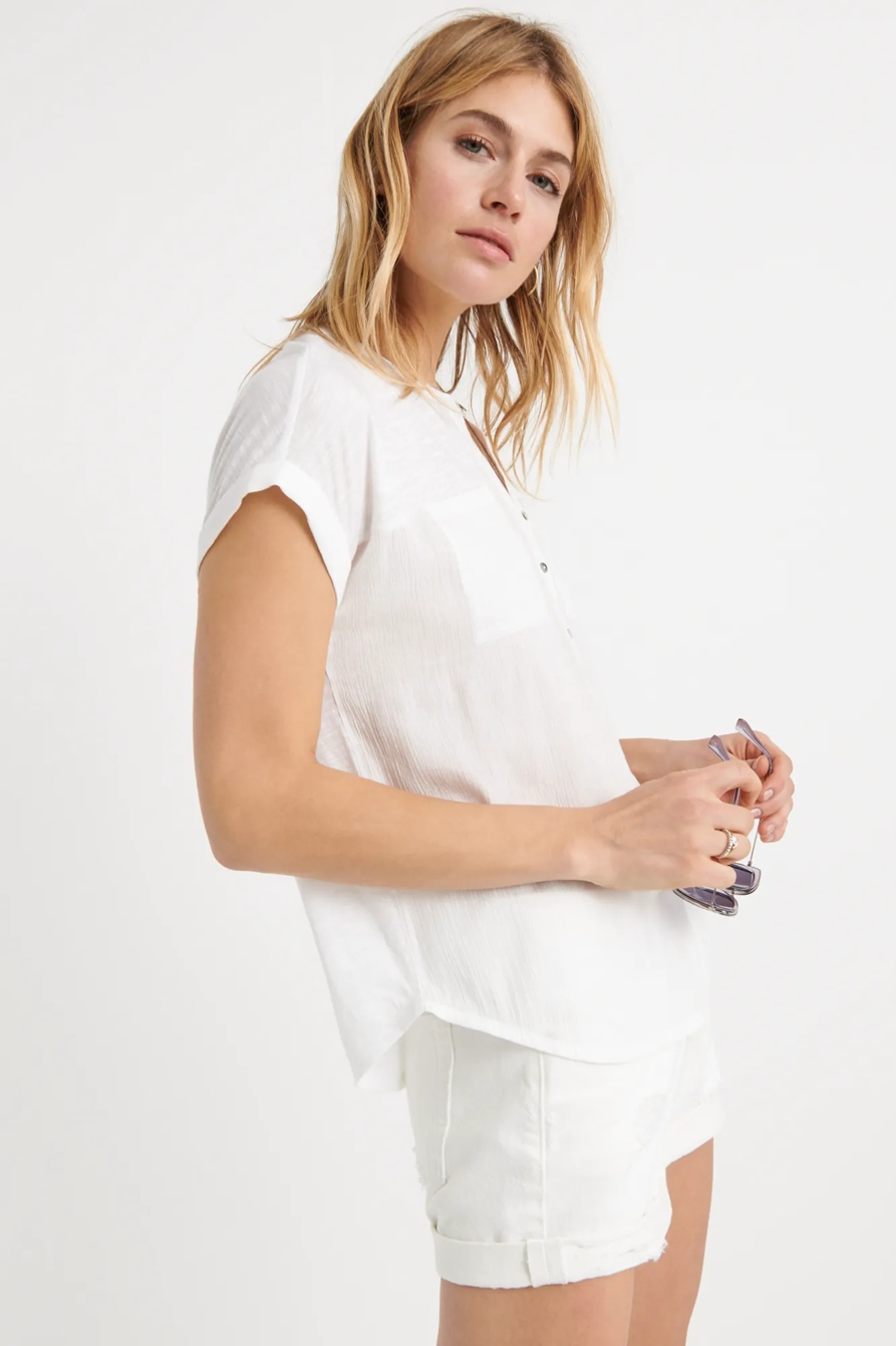 MIXED MEDIA SHORT SLEEVE TOP, image 2