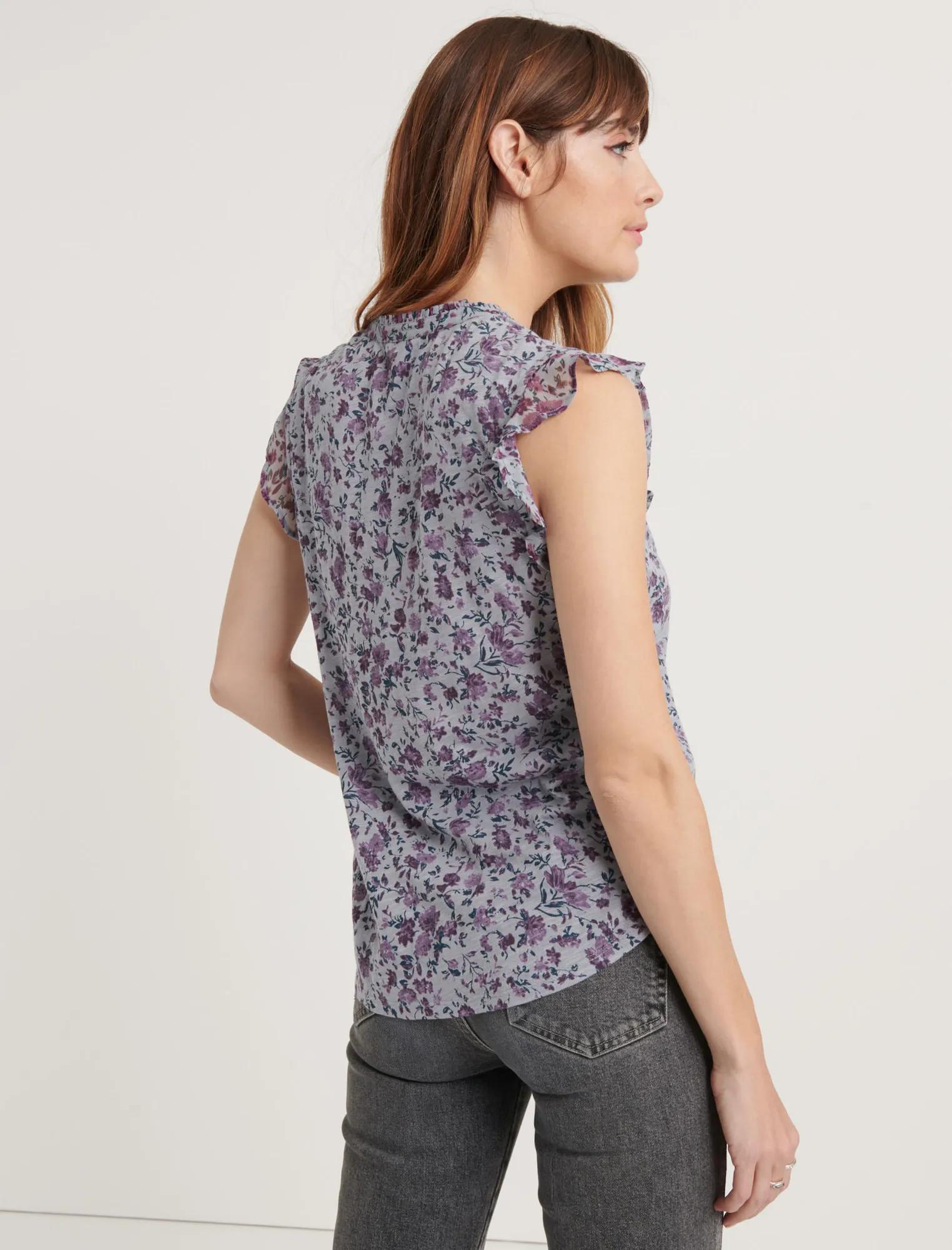 FLUTTER SLEEVE HENLEY TOP, image 3