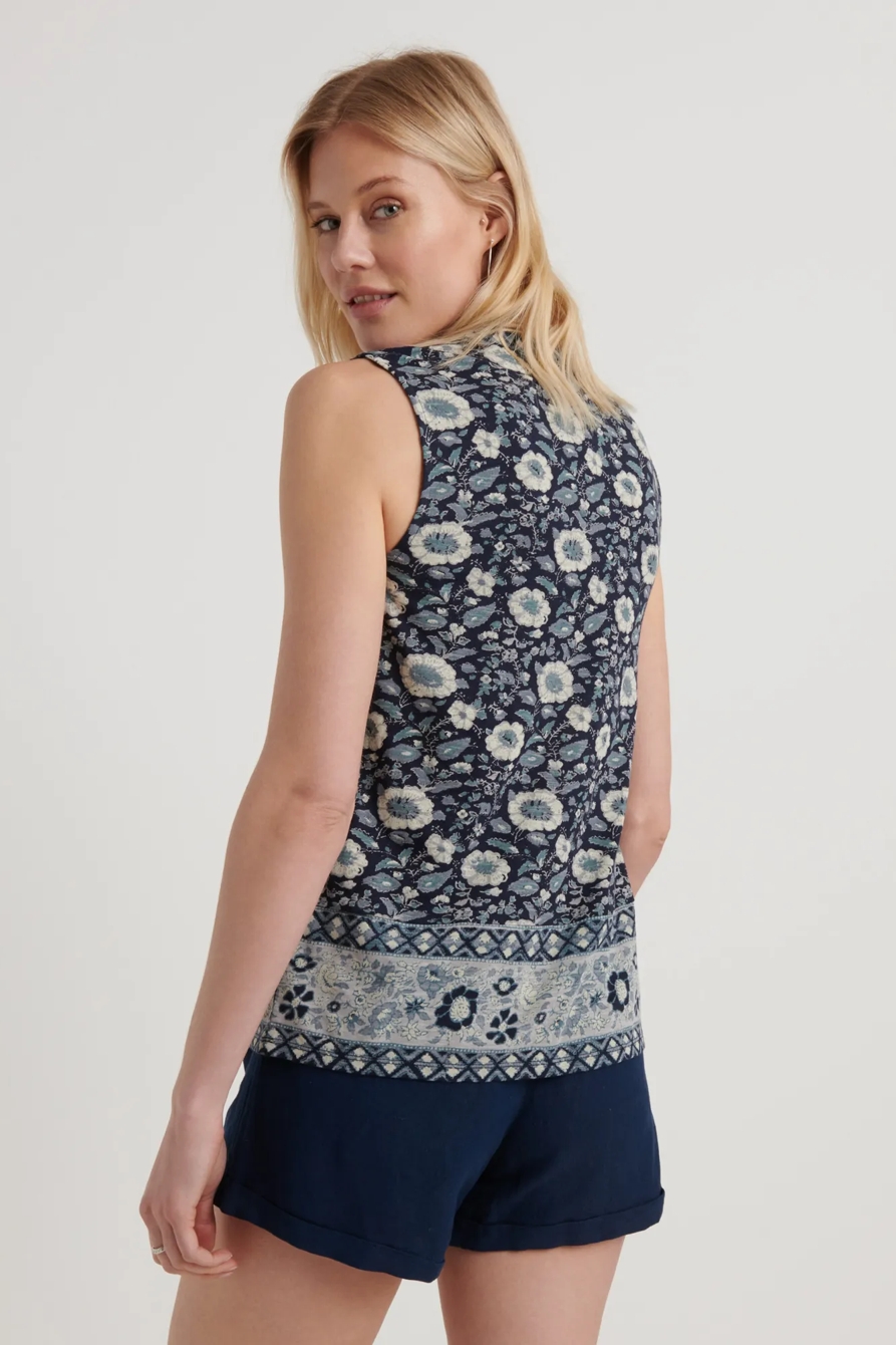 SLEEVELESS BORDER PRINT HENLEY, image 3