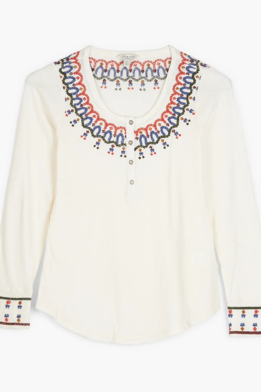 EMBROIDERED NECKLACE THERMAL TOP, image 1