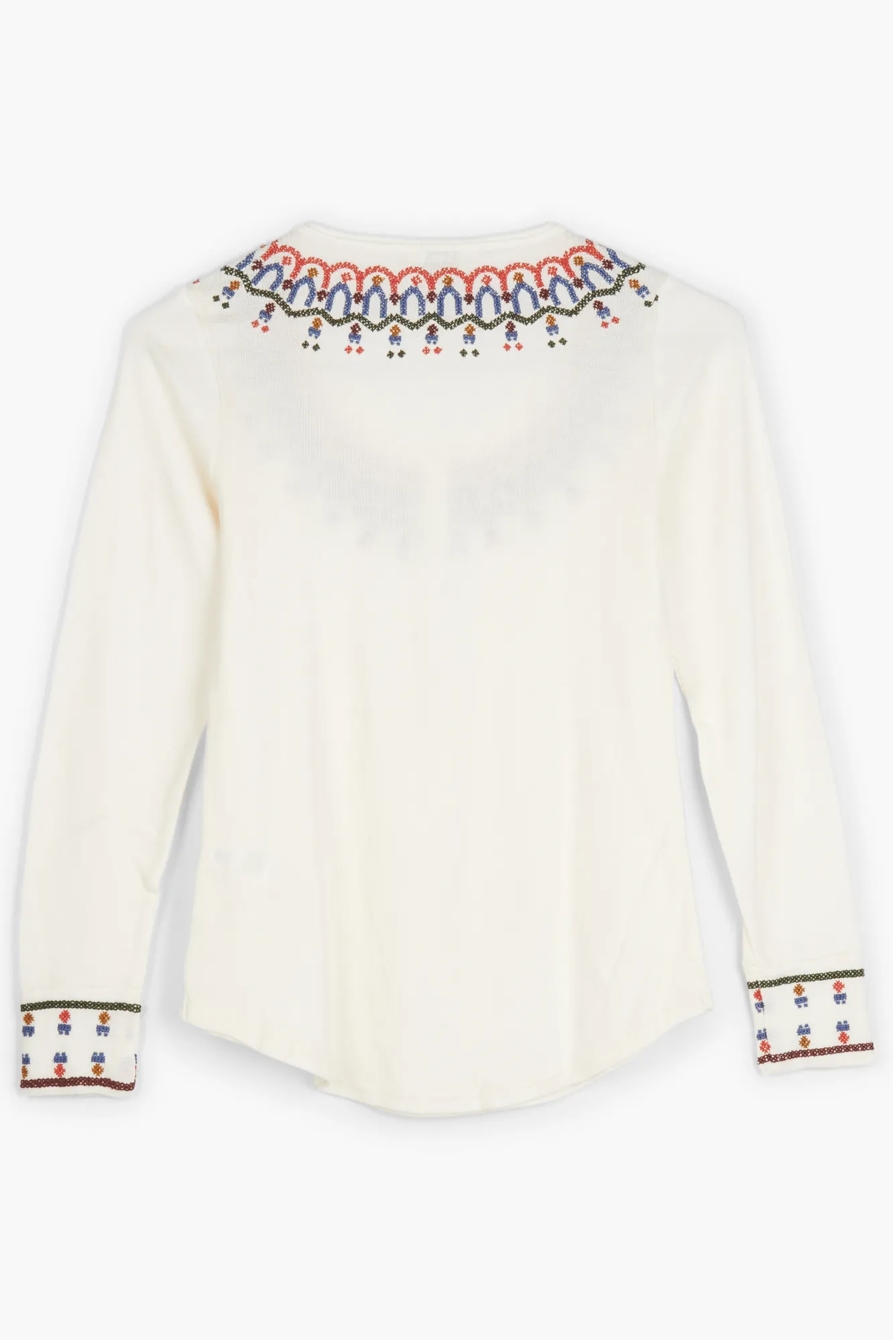 EMBROIDERED NECKLACE THERMAL TOP, image 2