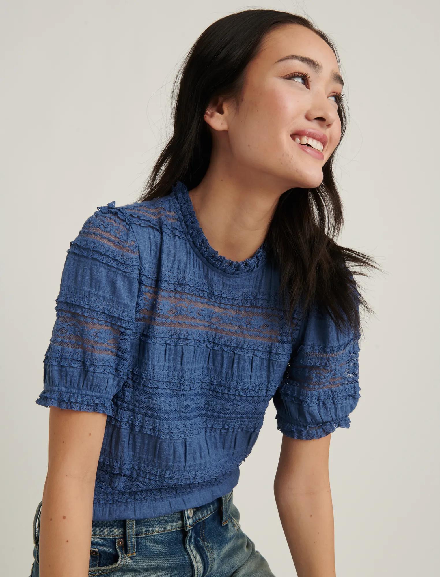 LACE PUFF SLEEVE TOP, image 5