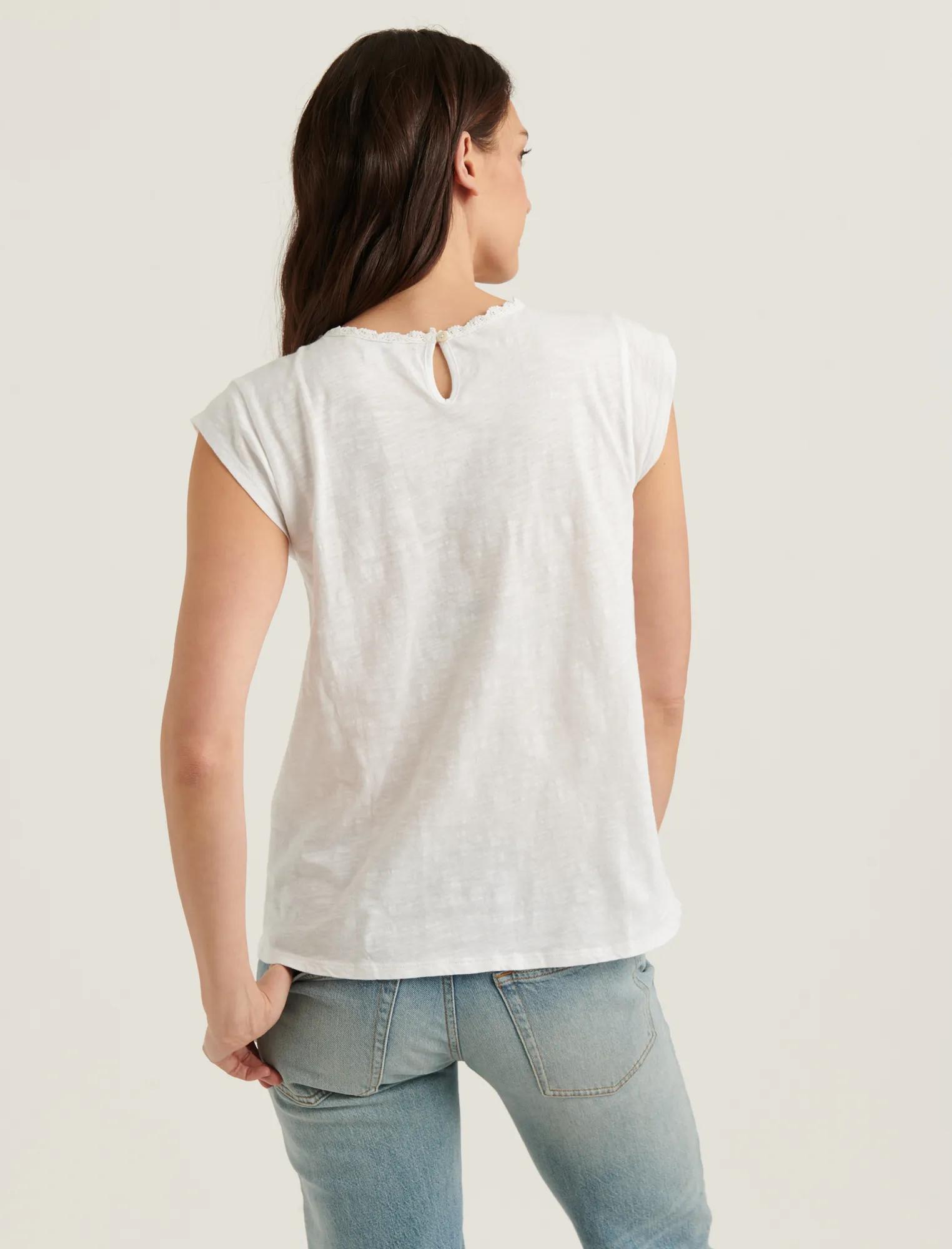 CAP SLEEVE KNIT WOVEN MIX TOP, image 3