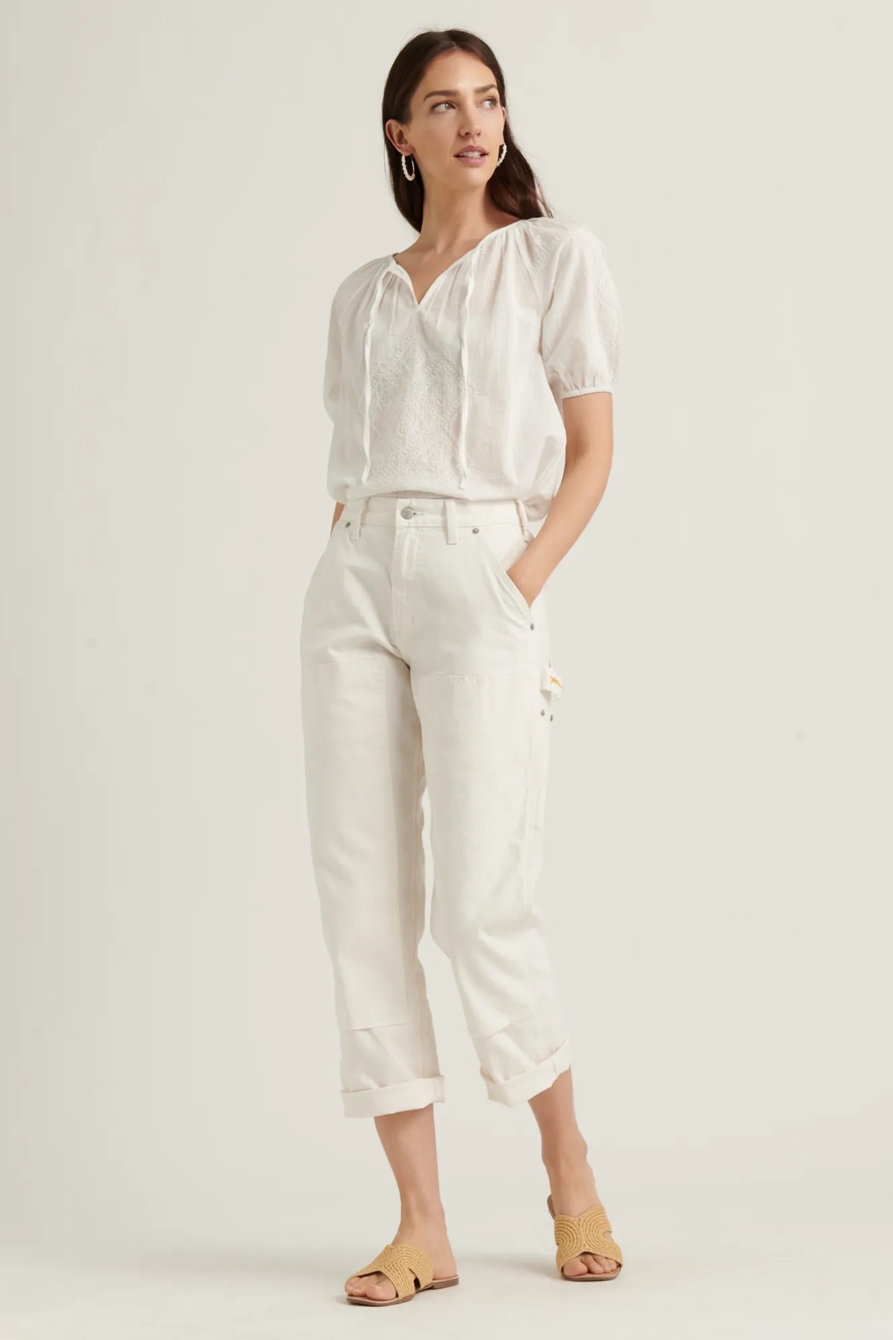 EMBROIDERED SHORT SLEEVE PEASANT TOP, image 2