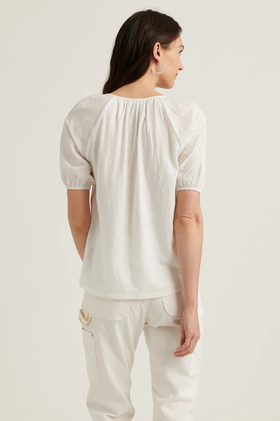 EMBROIDERED SHORT SLEEVE PEASANT TOP, image 4
