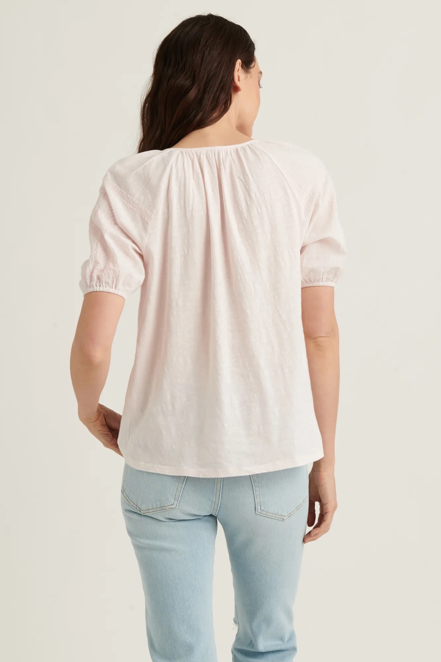 EMBROIDERED SHORT SLEEVE PEASANT TOP, image 4