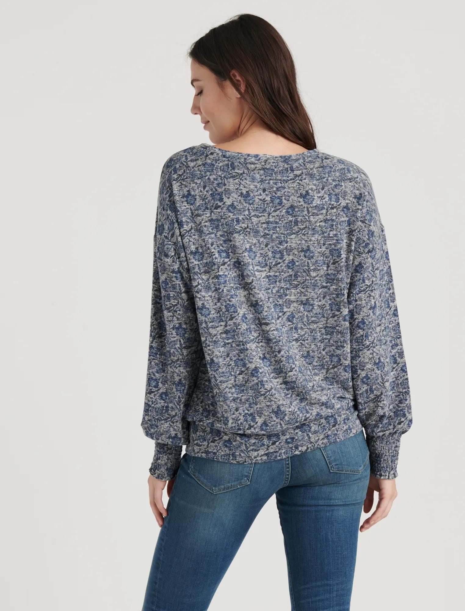 FLORAL CLOUD JERSEY SMOCKING TOP, image 4