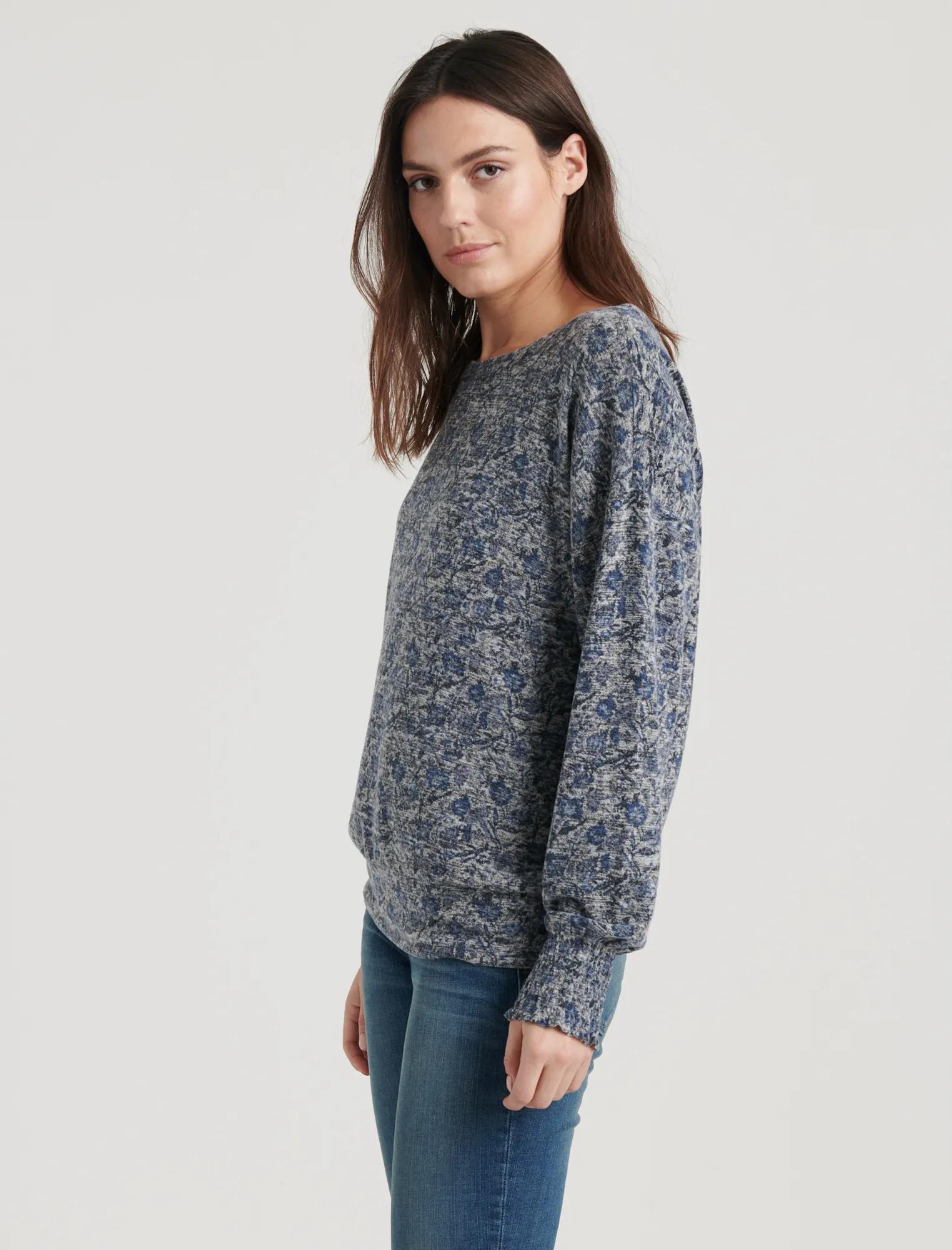 FLORAL CLOUD JERSEY SMOCKING TOP, image 6