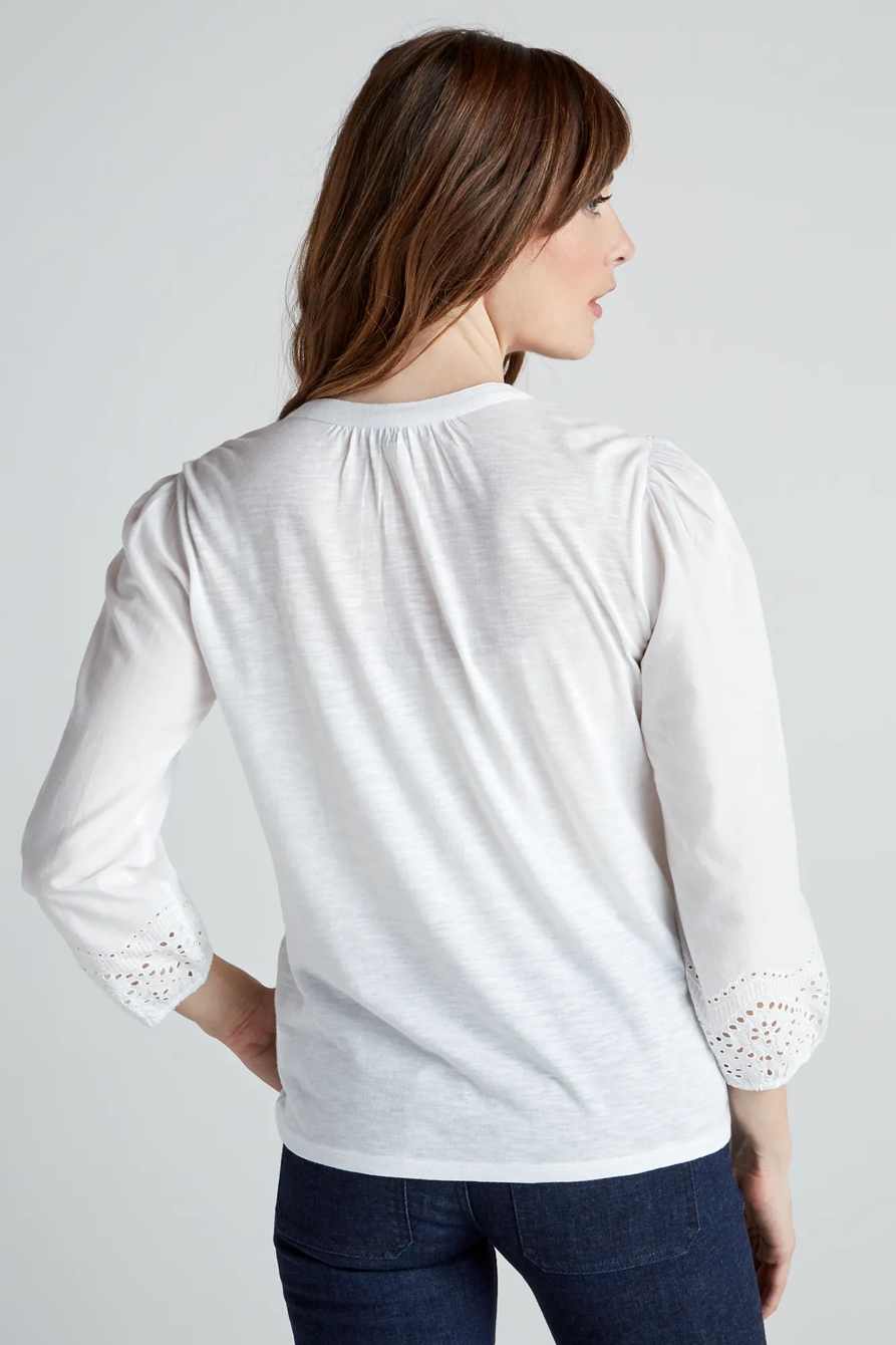 EYELET RAGLAN HENLEY TOP, image 5